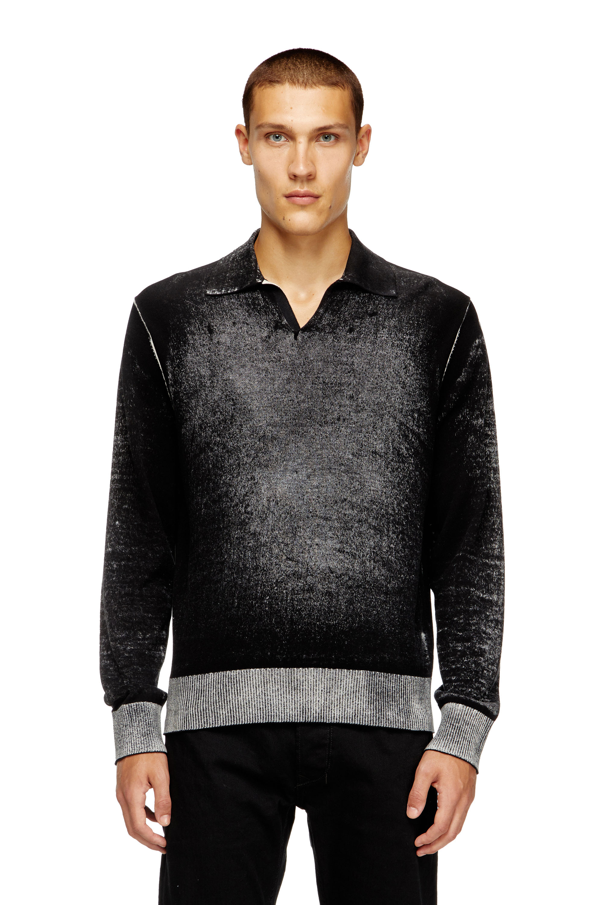 Diesel - K-LORENZO, Herren Polo-Pullover mit Reverse-Print in Schwarz - 1
