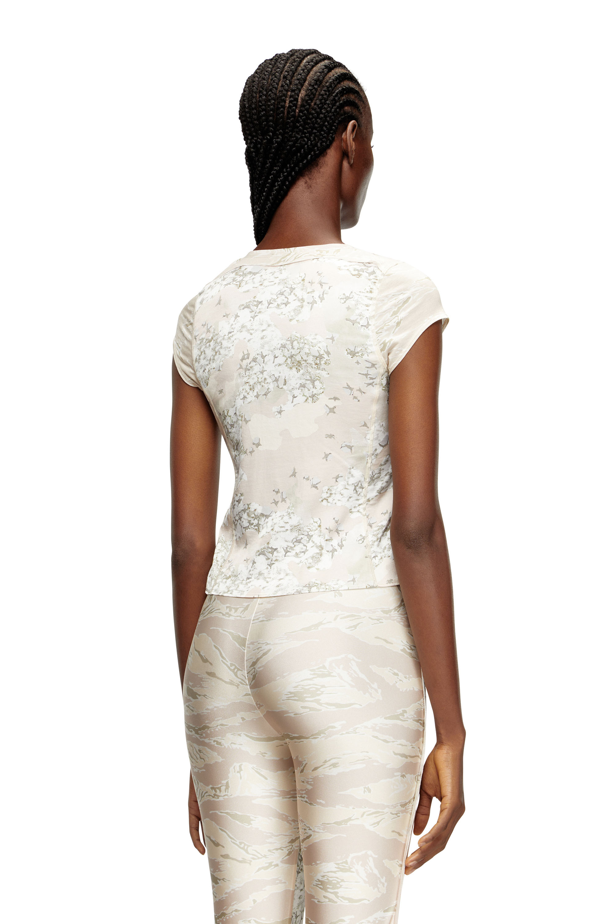 Diesel - T-AFRYMY, Damen Oberteil zum Binden mit gemischten Camo-Prints in Beige - 4