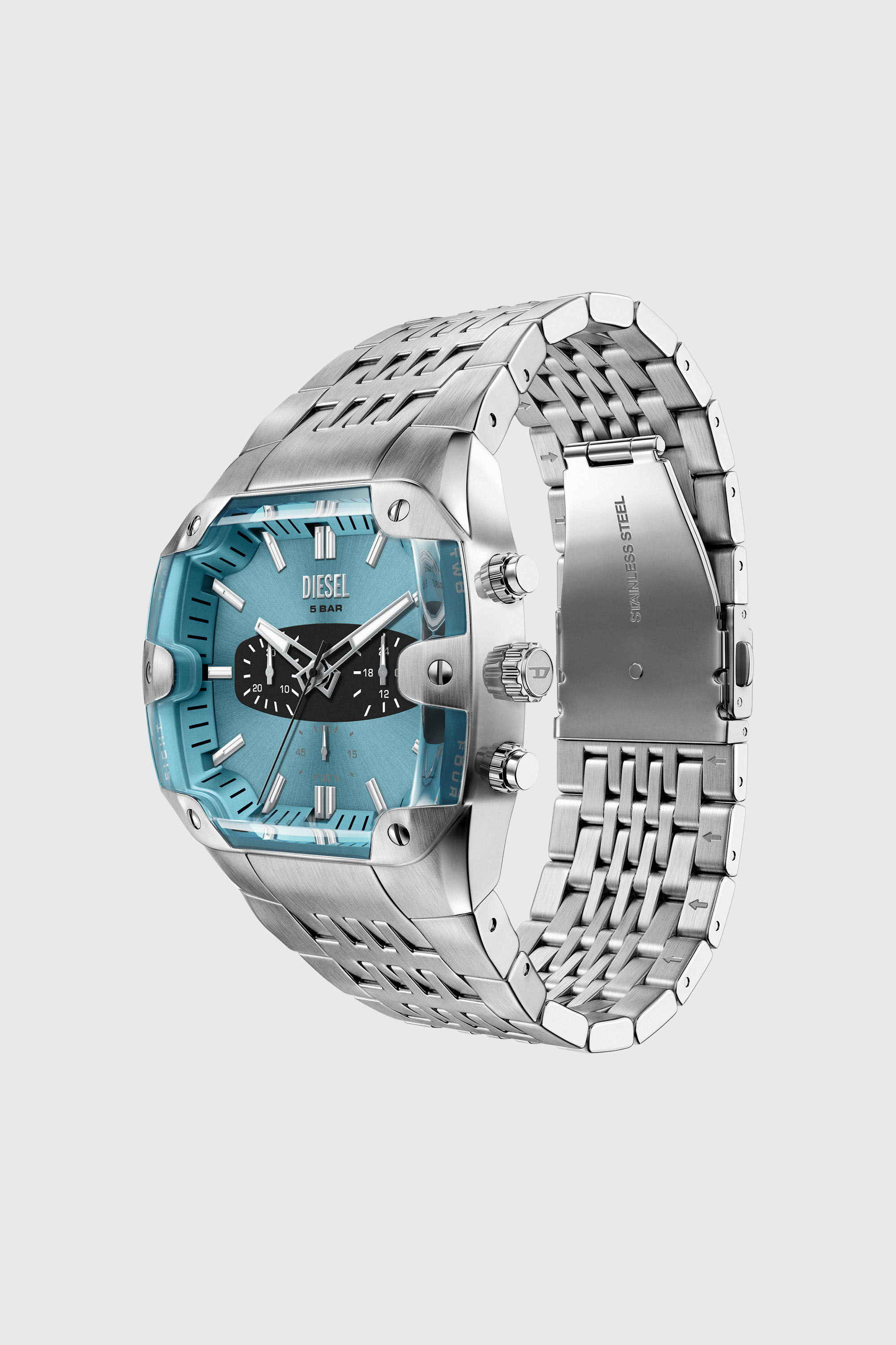 Diesel - DZ4725 WATCH, Herren Spiked Cushion Uhr aus Edelstahl in Silber - 7