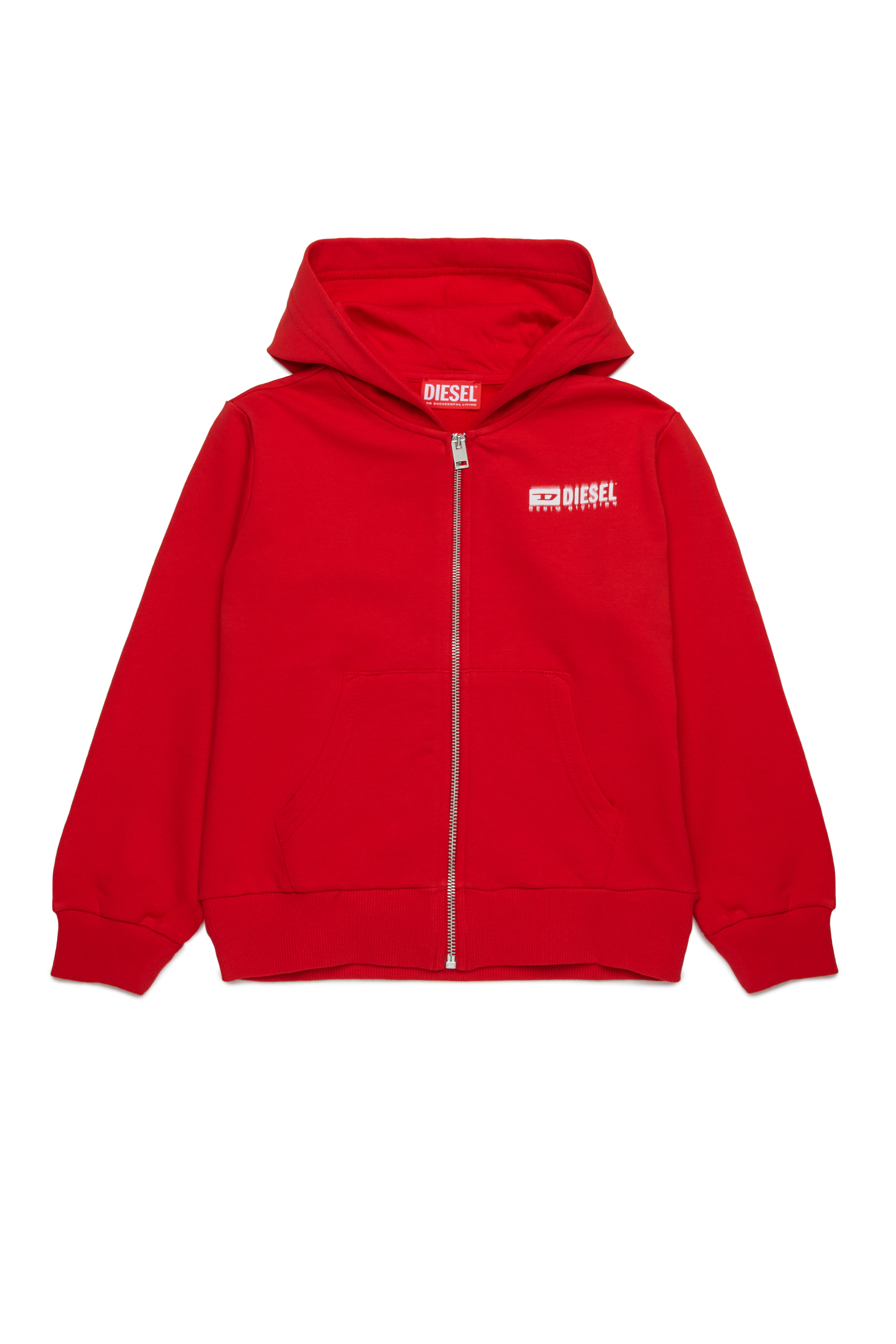 Diesel - SVOUGZIP OVER, Herren Reißverschluss-Hoodie mit verschmiertem Logo in Rot - 1