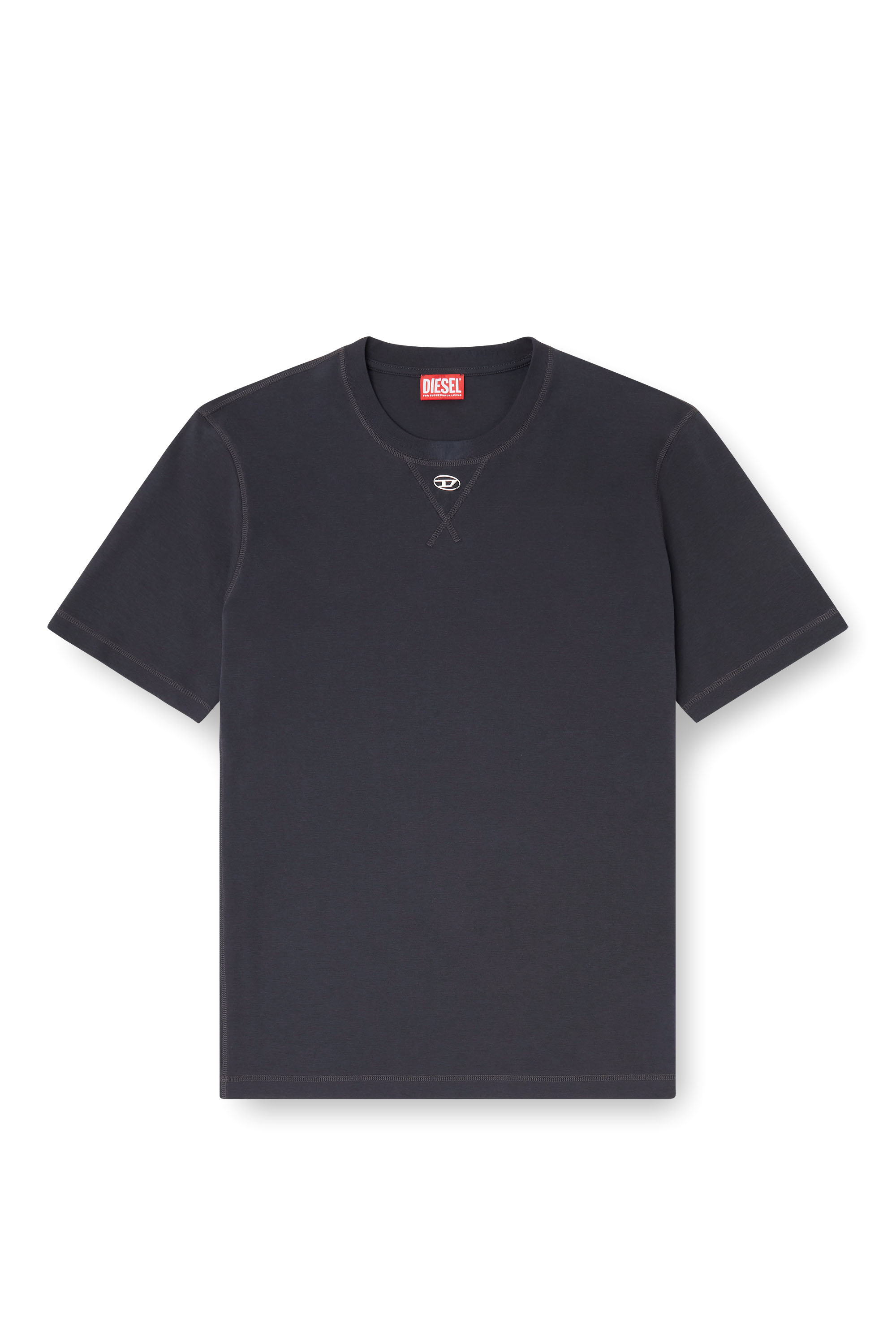 Diesel - T-MADJUST-TR, Herren Regular T-shirt with crew neck and Oval D in Dunkelgrau - 3