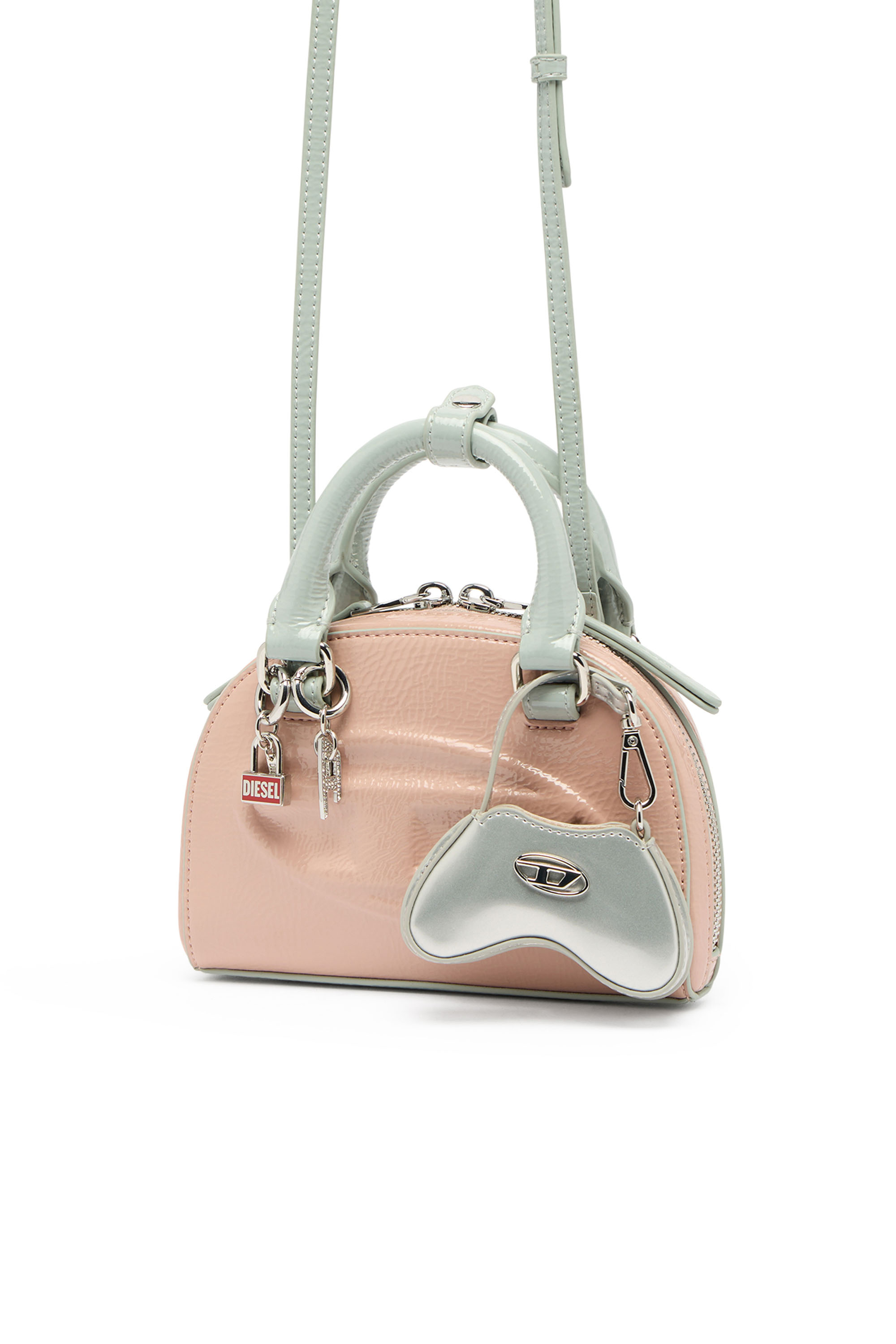 Diesel - 1DR DOME CROSSBODY XS, Damen 1DR Dome-Mini Umh&auml;ngetasche mit Naplak-Effekt in Rosa - 6