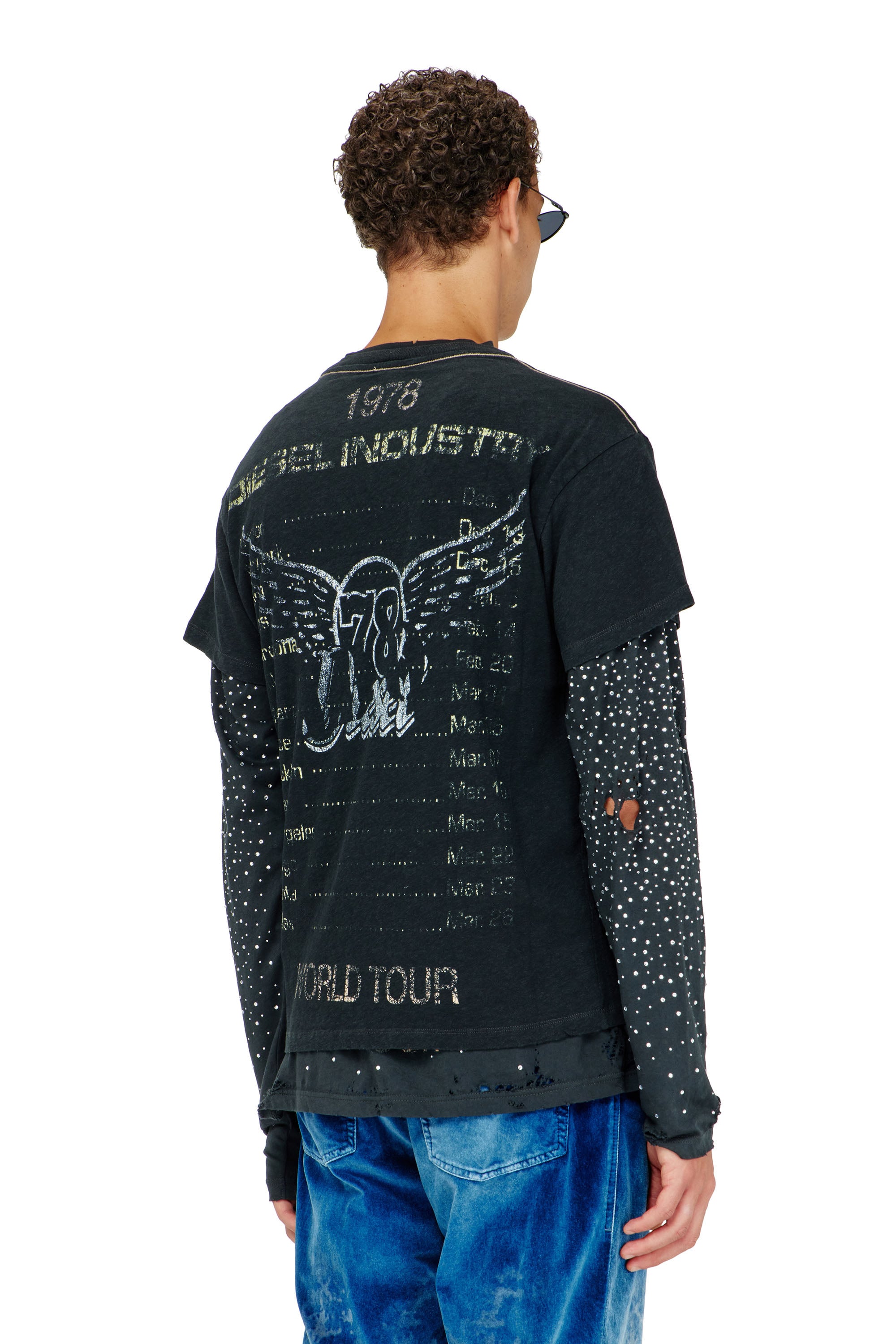 Diesel - T-GERIO-A, Herren T-Shirt aus Baumwolle-Hanf mit Konzertgrafik in Schwarz - 4