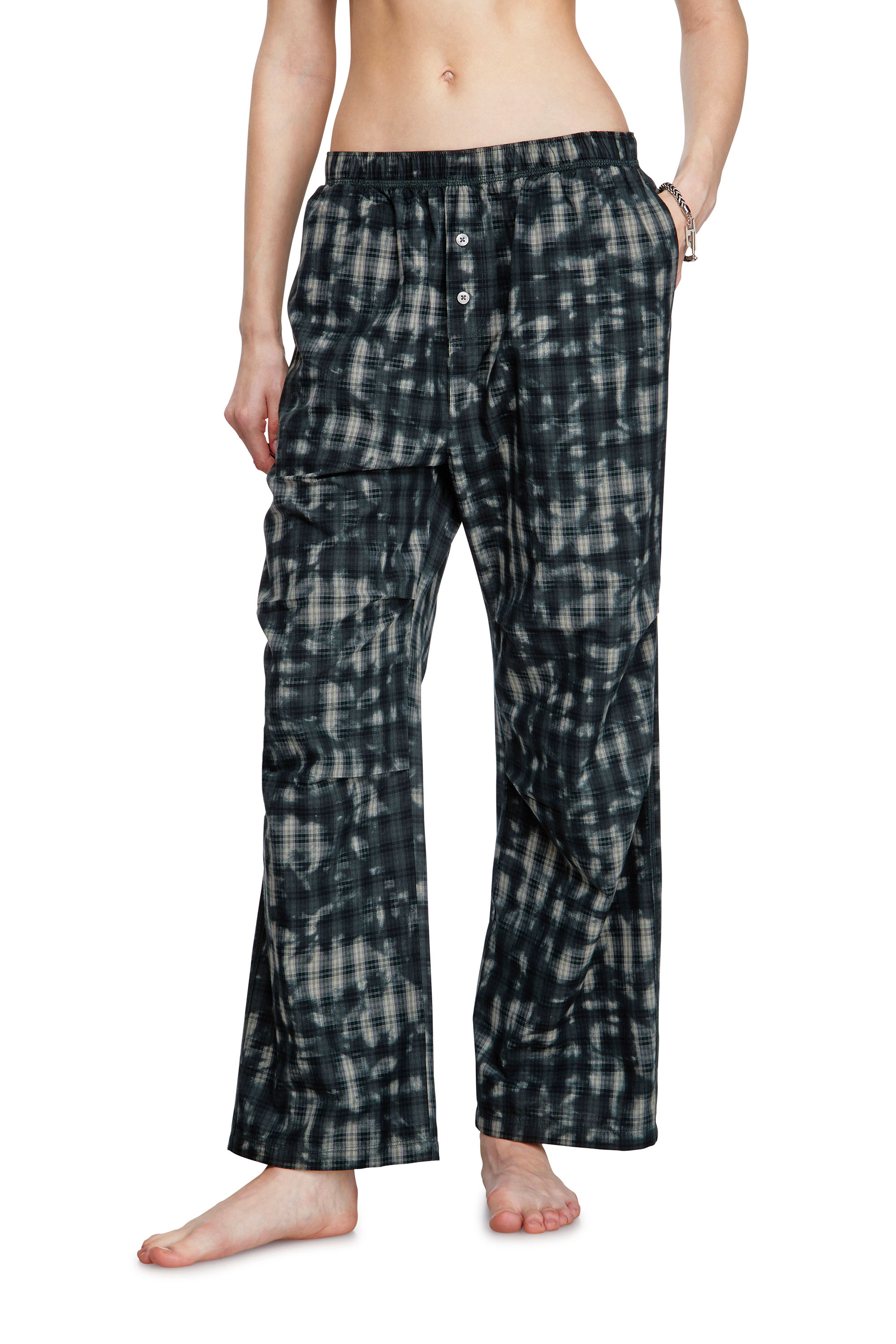 Diesel - VINCE-UTLT, Unisex Pyjamahose mit Karo-Print in Dunkelgrün - 2