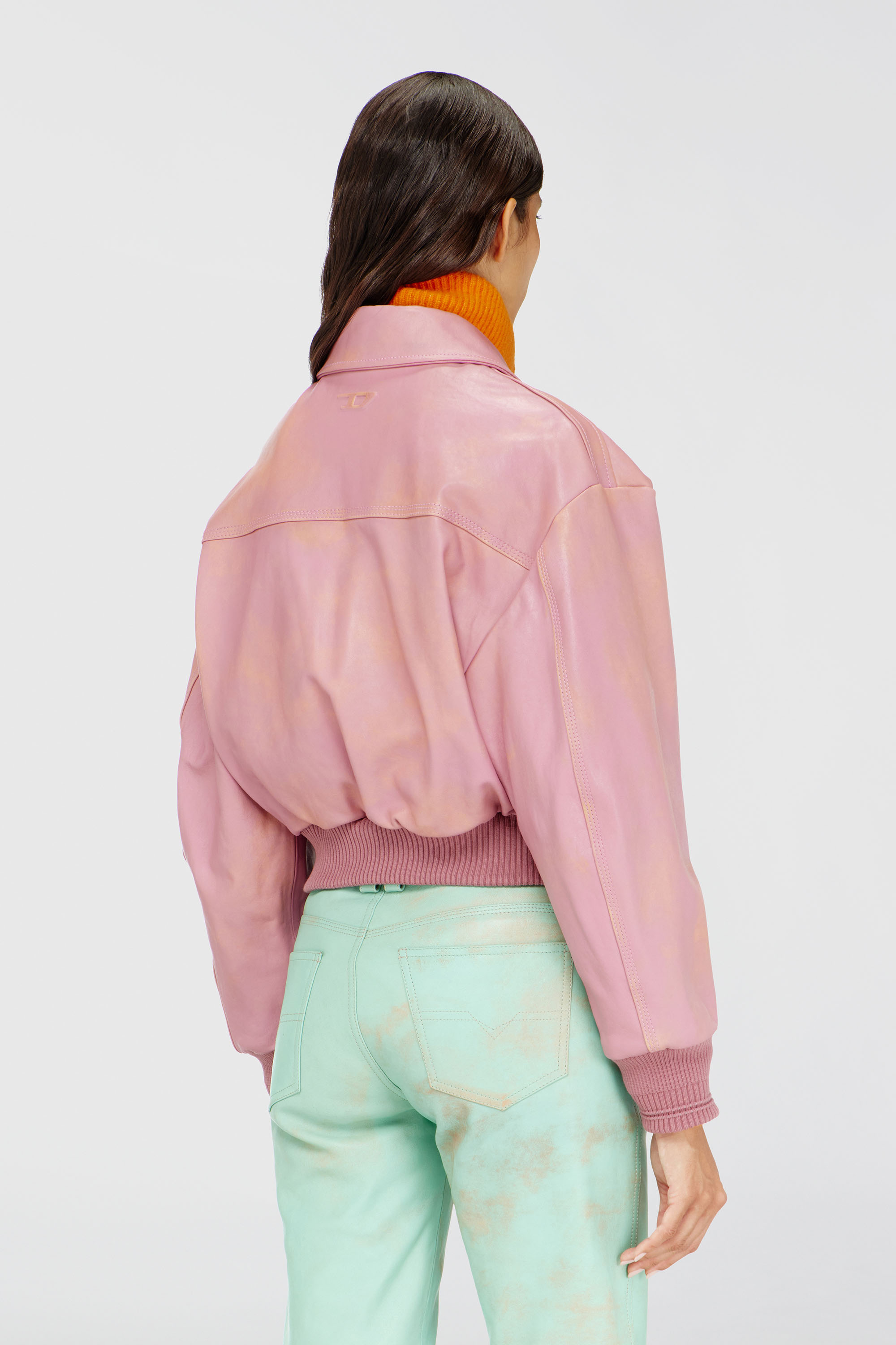 Diesel - L-AVIA, Damen Aviator-Jacke aus behandeltem Leder in Rosa - 4