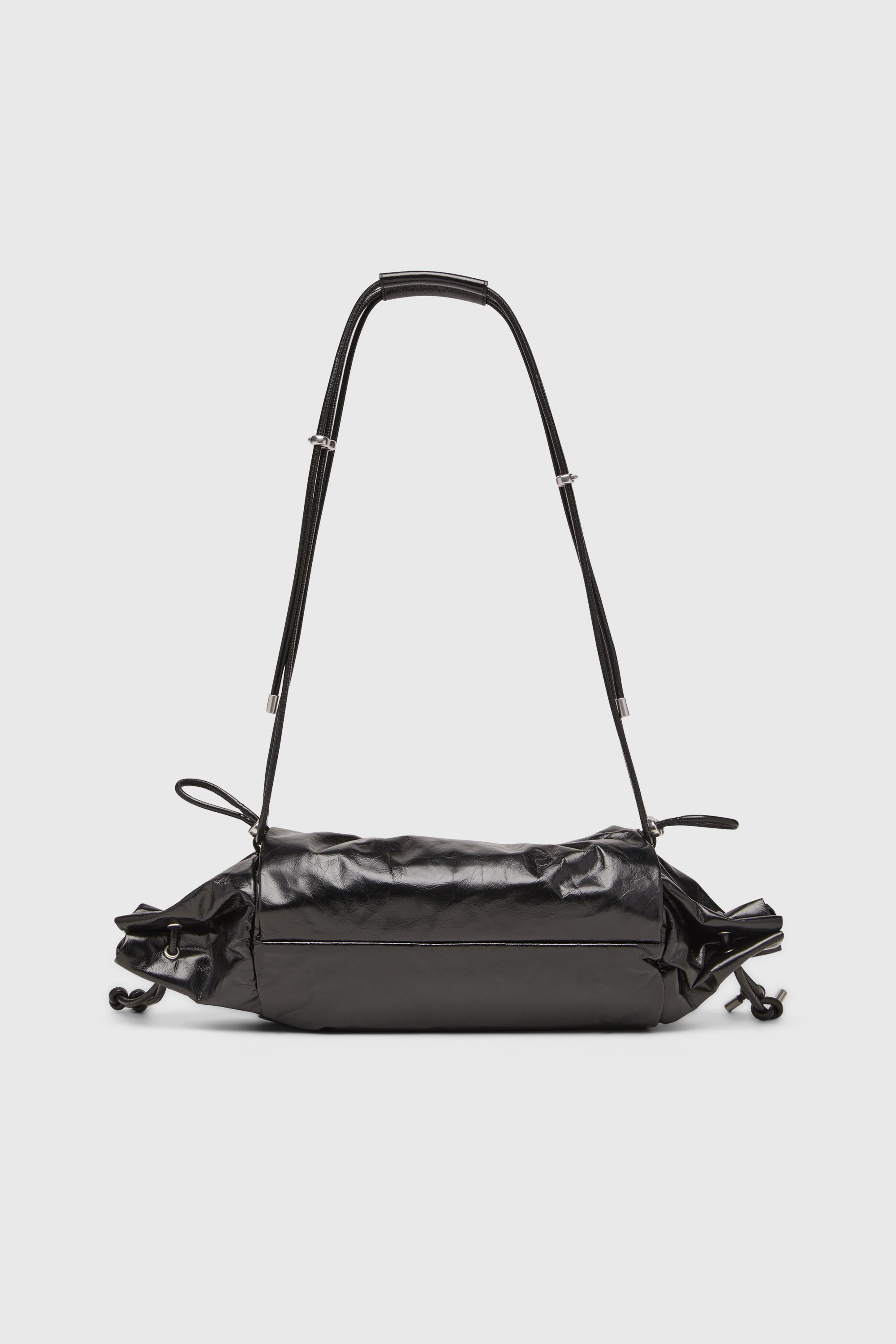 Diesel - SCRUNCH-D SHOULDER M, Damen Scrunch-D-Schultertasche aus Knitter-Leder in Schwarz - 3