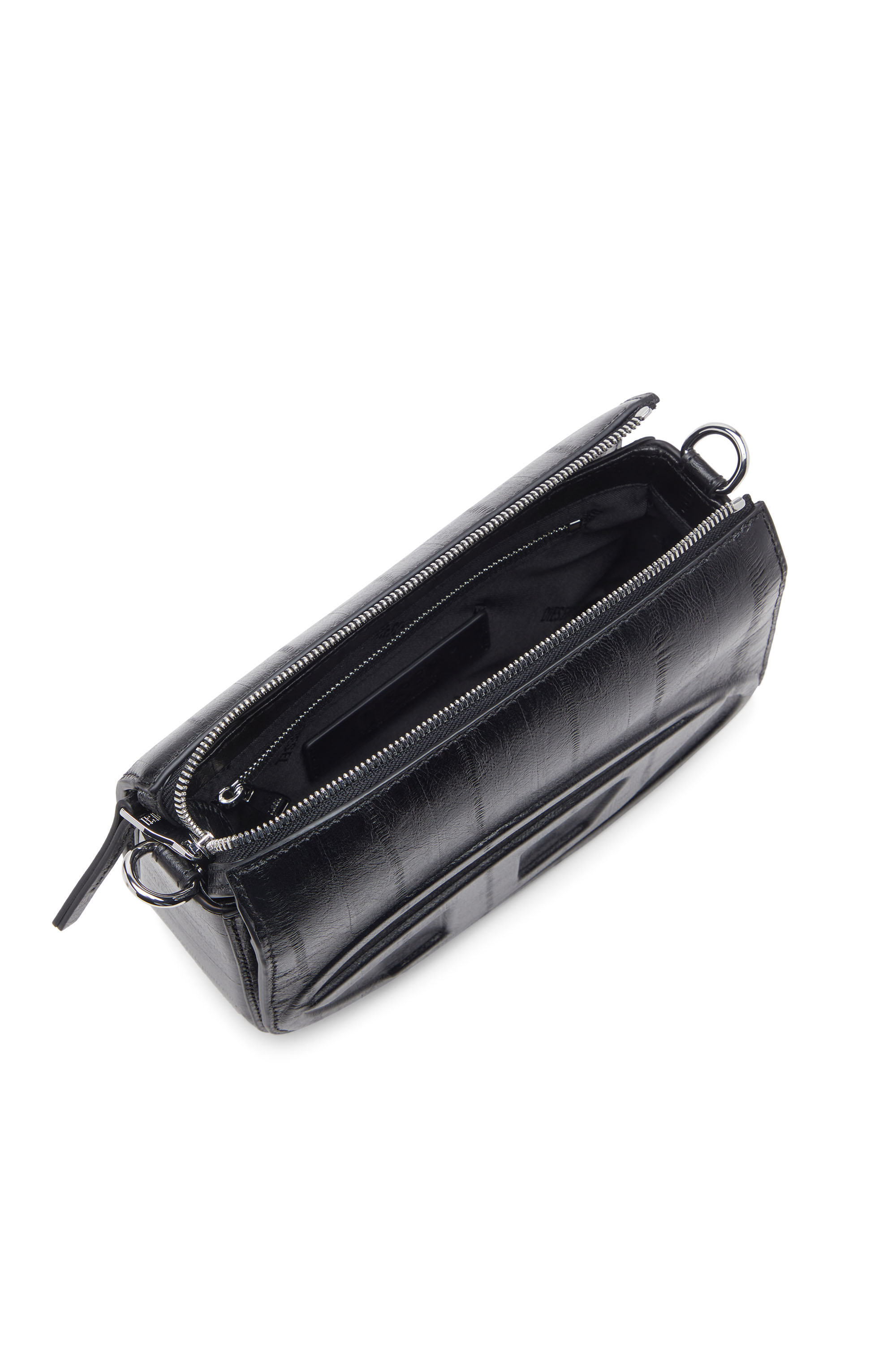 Diesel - 1DR CAMERA BAG, Herren 1DR-Kameratasche aus Leder mit Aal-Effekt in Schwarz - 4