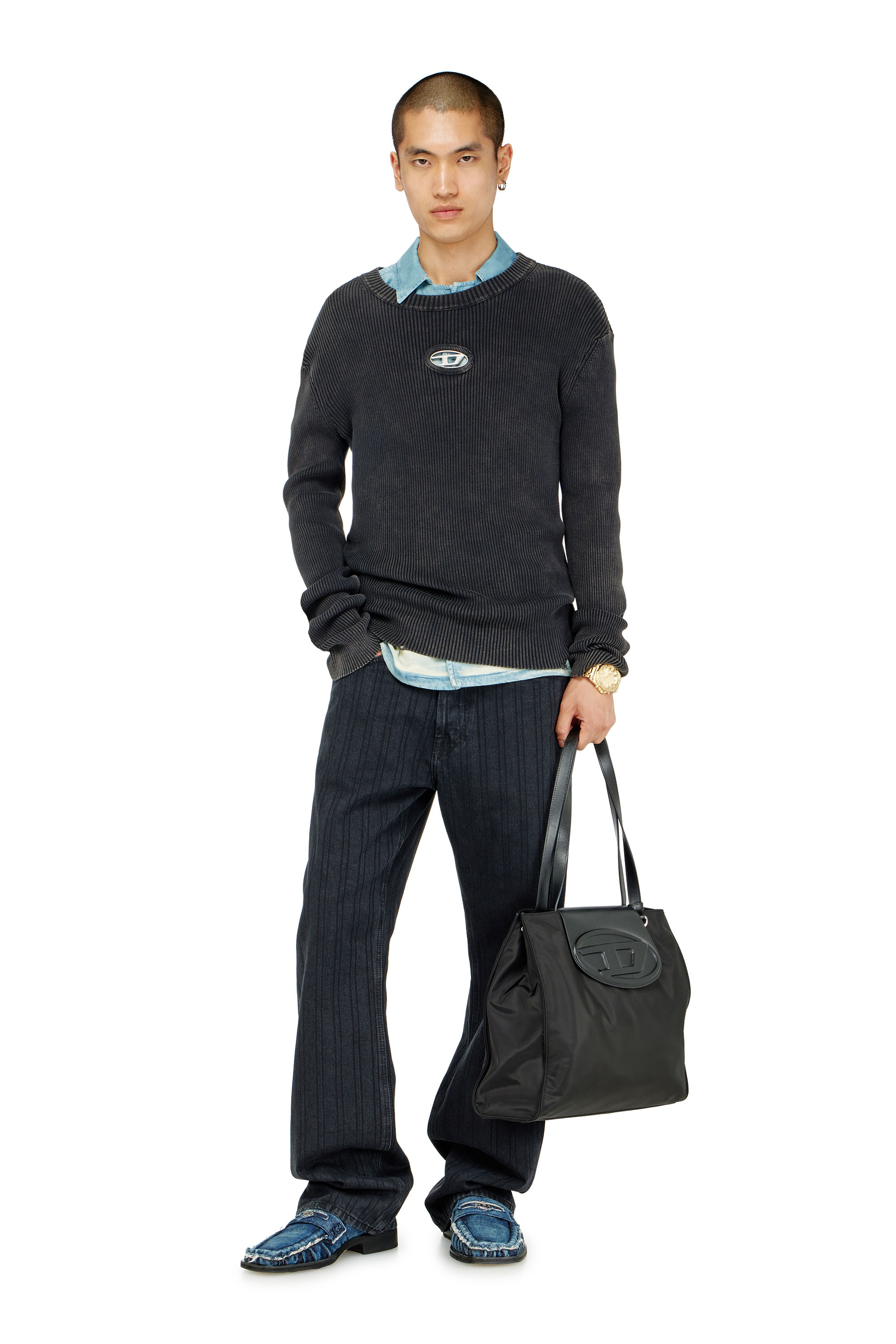 Diesel - K-DARIN-D, Herren Vielgetragener Pullover mit Cutout-Logo in Schwarz - 1