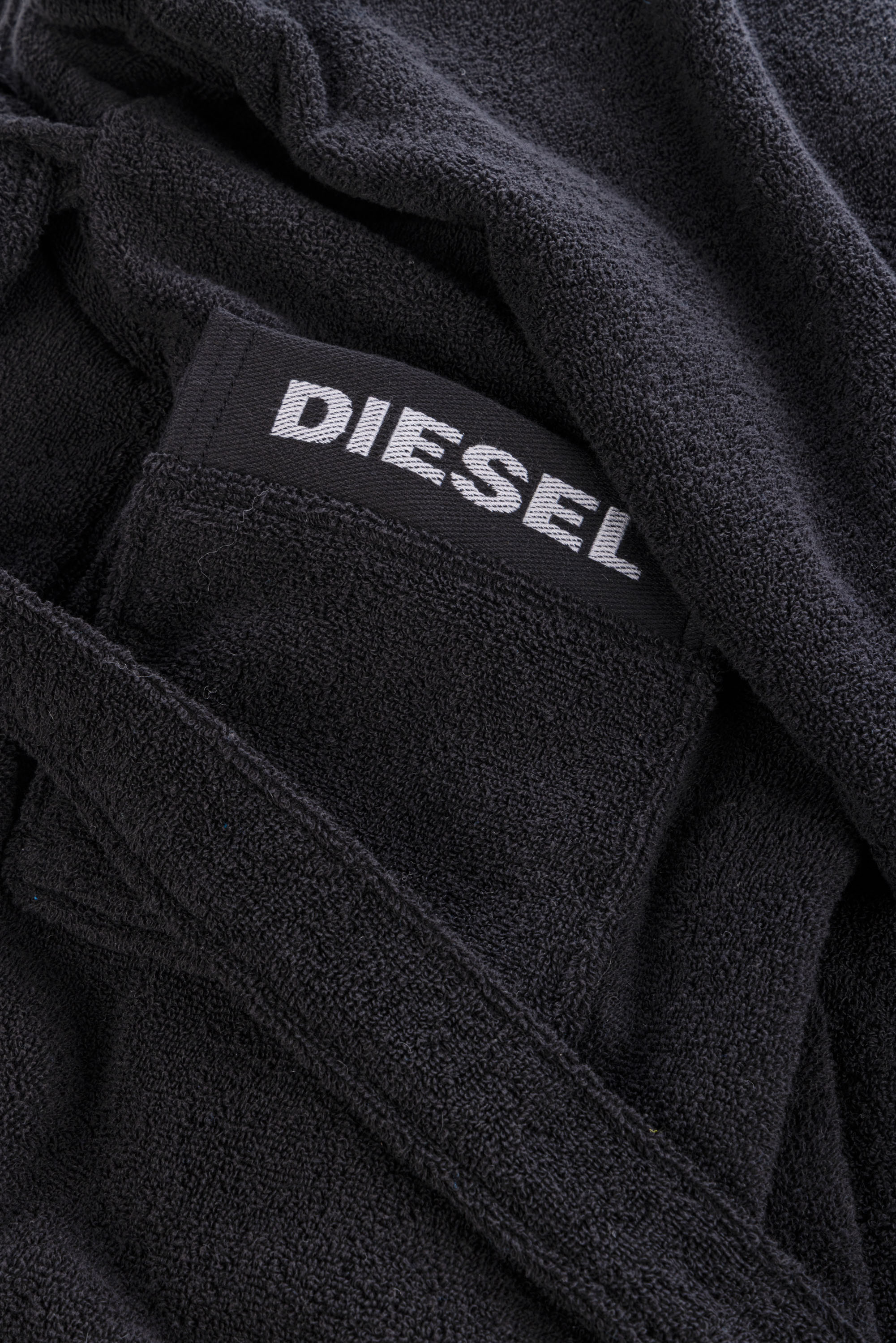 Diesel - 1015125 LOGO-COTTON BATHROBE SIZE XL/XXL, Unisex Bademantel aus Baumwoll-Frottee, Größe XL/XXL in Schwarz - 2