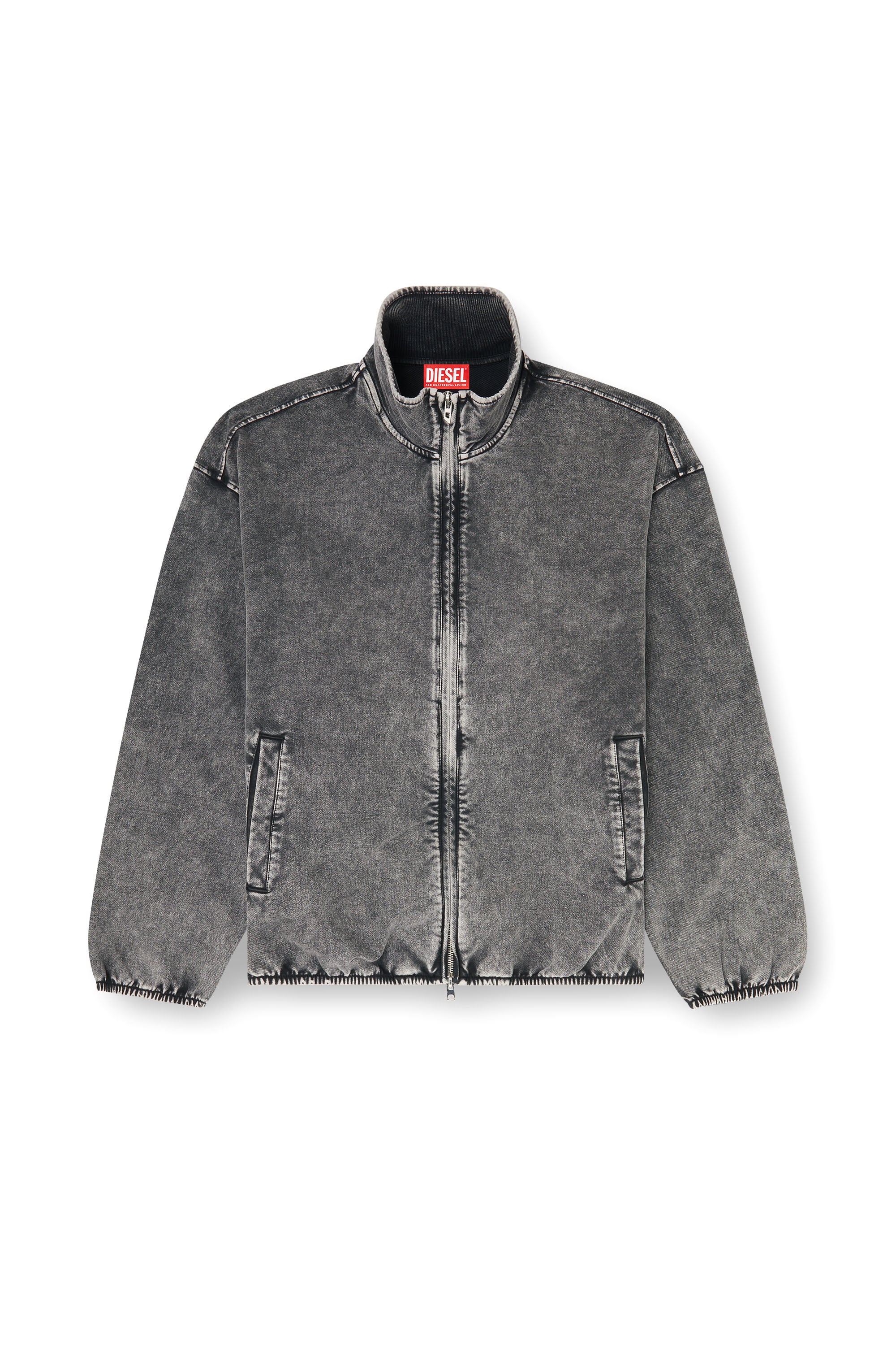 Diesel - S-CORSY, Herren Sweatjacke mit Denim-Effekt in Grau - 3