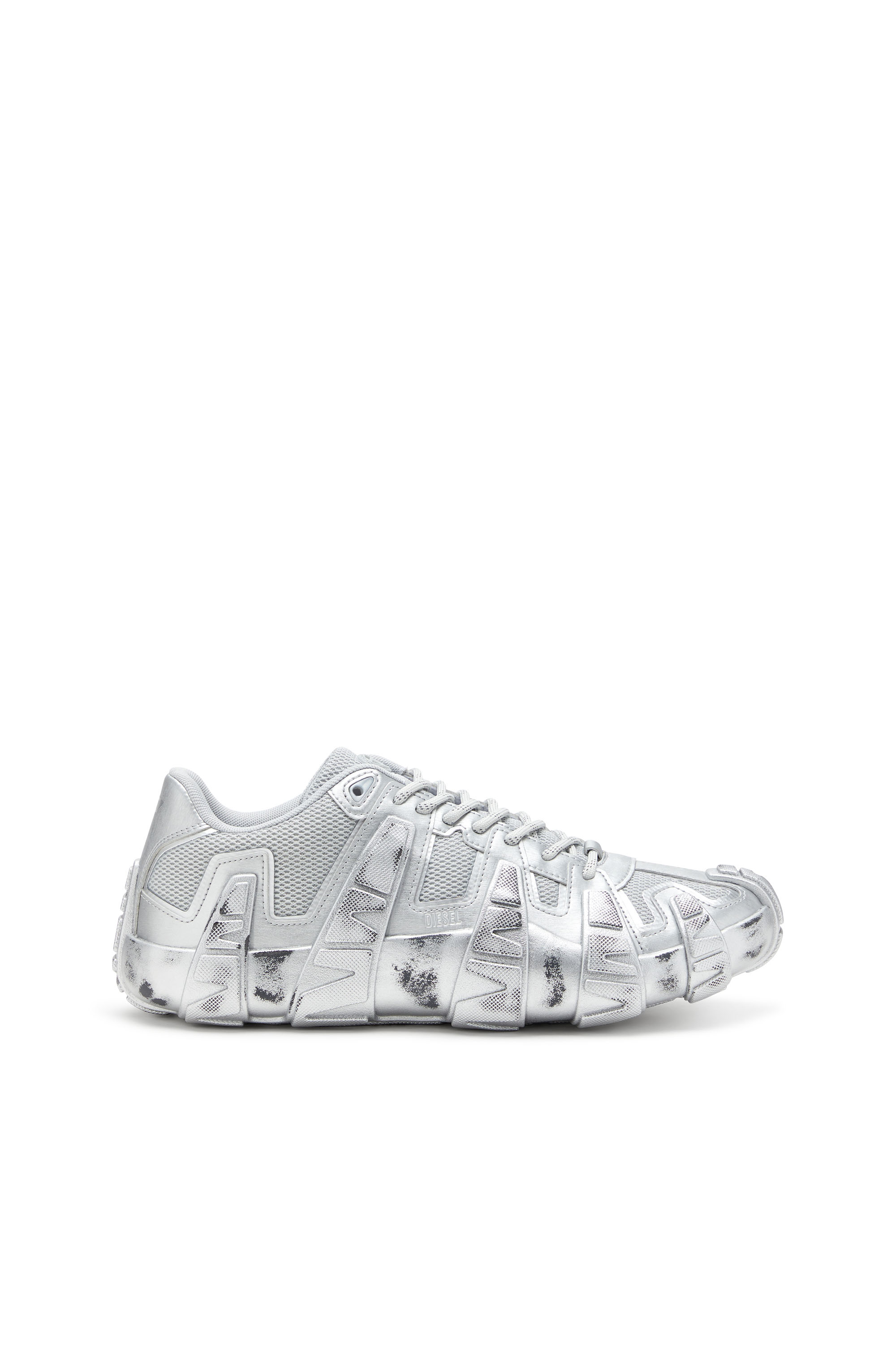 Diesel - S-D-GRIFFE LOW, Herren Metallic-Sneakers aus Mesh und PU in Silber - 1