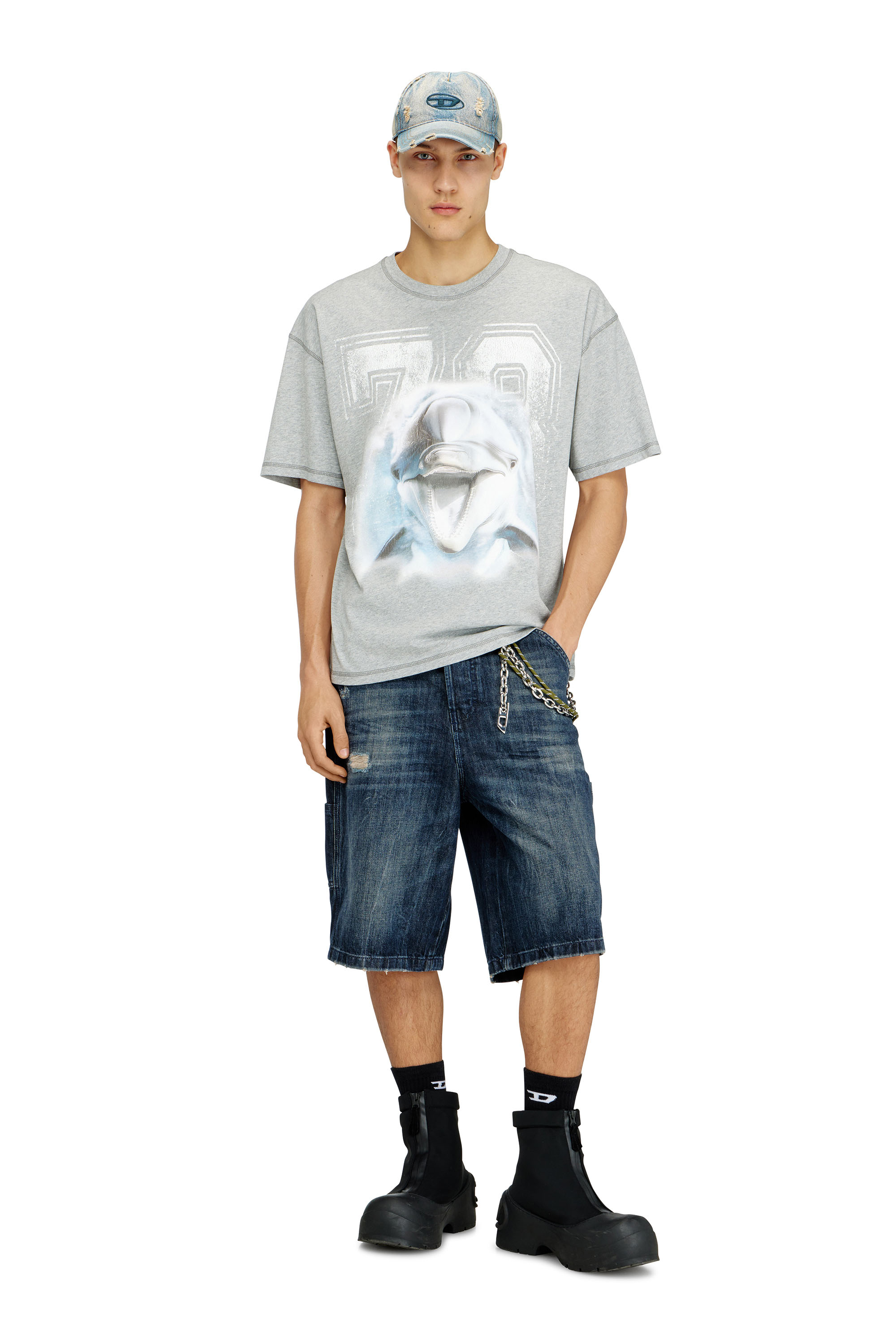 Diesel - C-ENIC, Herren Denim-Cap mit ausgefransten Details und gesticktem Logo in Jeansblau - 4