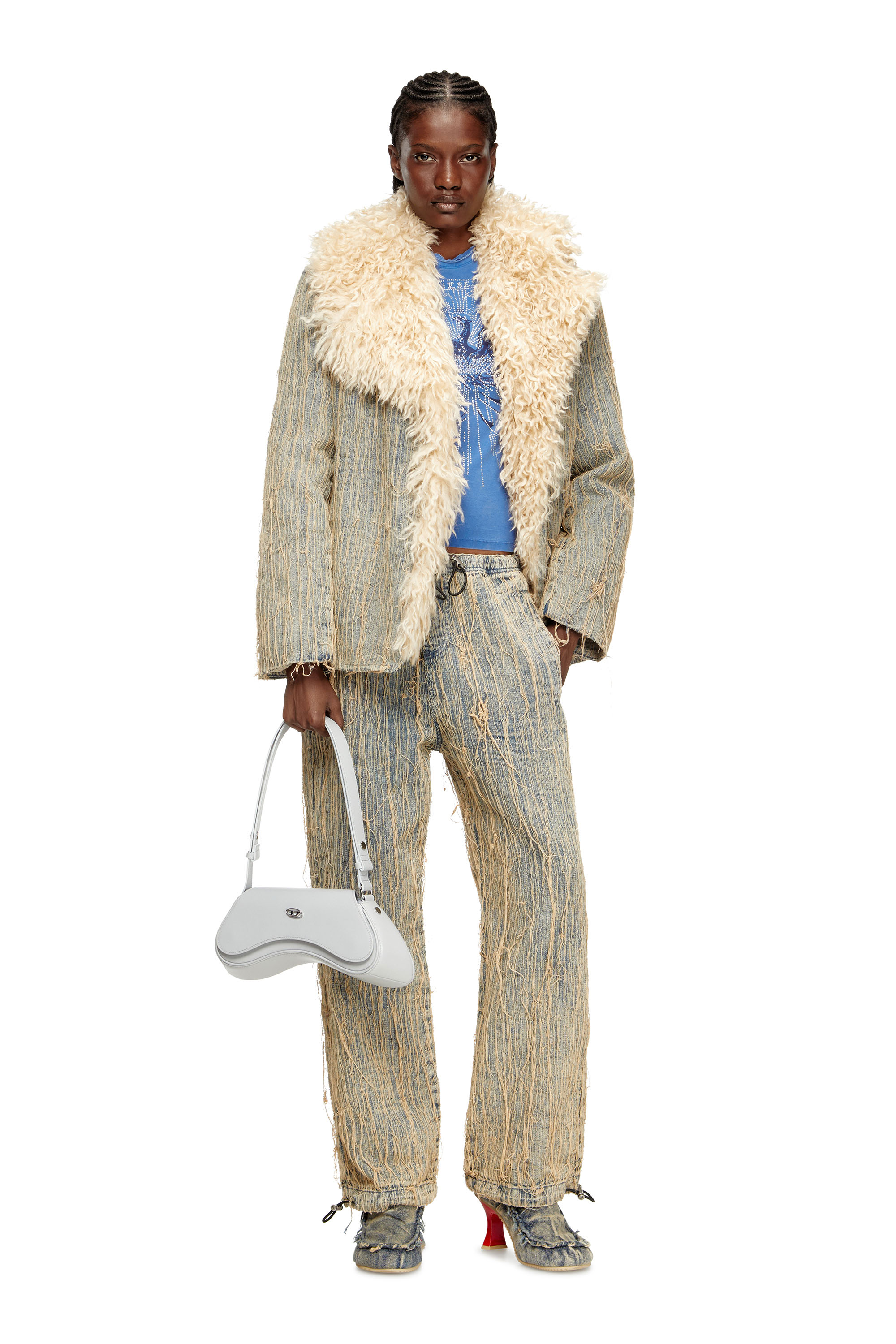 Diesel - PLAY CROSSBODY, Damen Play-Crossbody-Tasche aus semiglänzendem Leder in Grau - 6