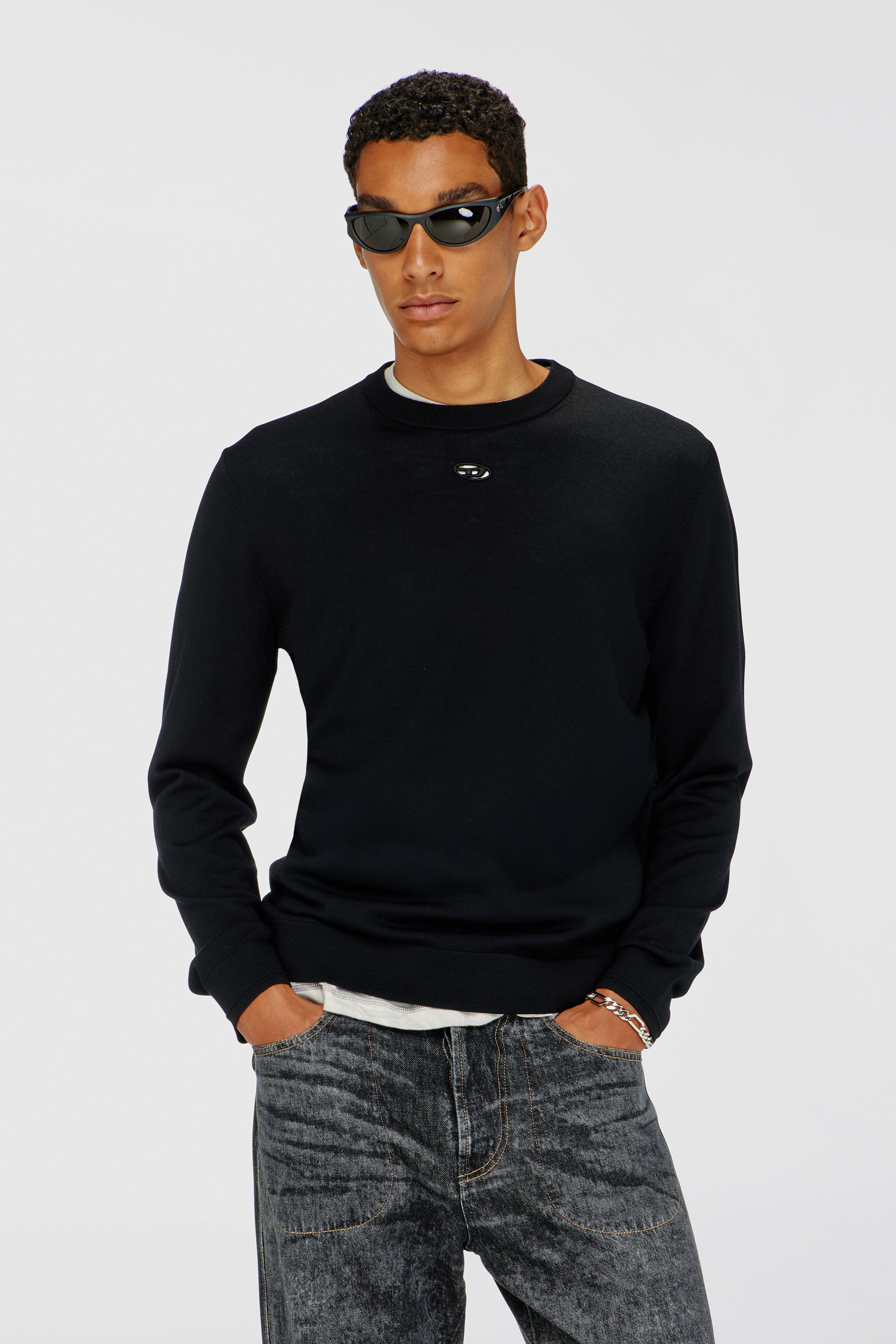 Diesel - K-VALIAM, Herren Pullover aus Wolle mit Cut-out-Logo in Schwarz - 3