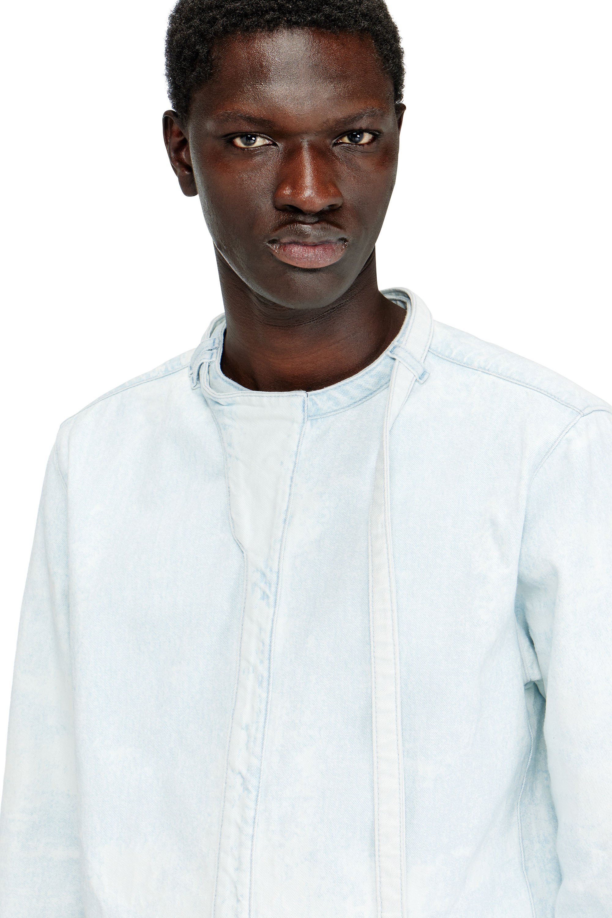 Diesel - D-TYLLAR-FSI, Herren Hemd aus eisblauem Satin-Denim in Hellblau - 5