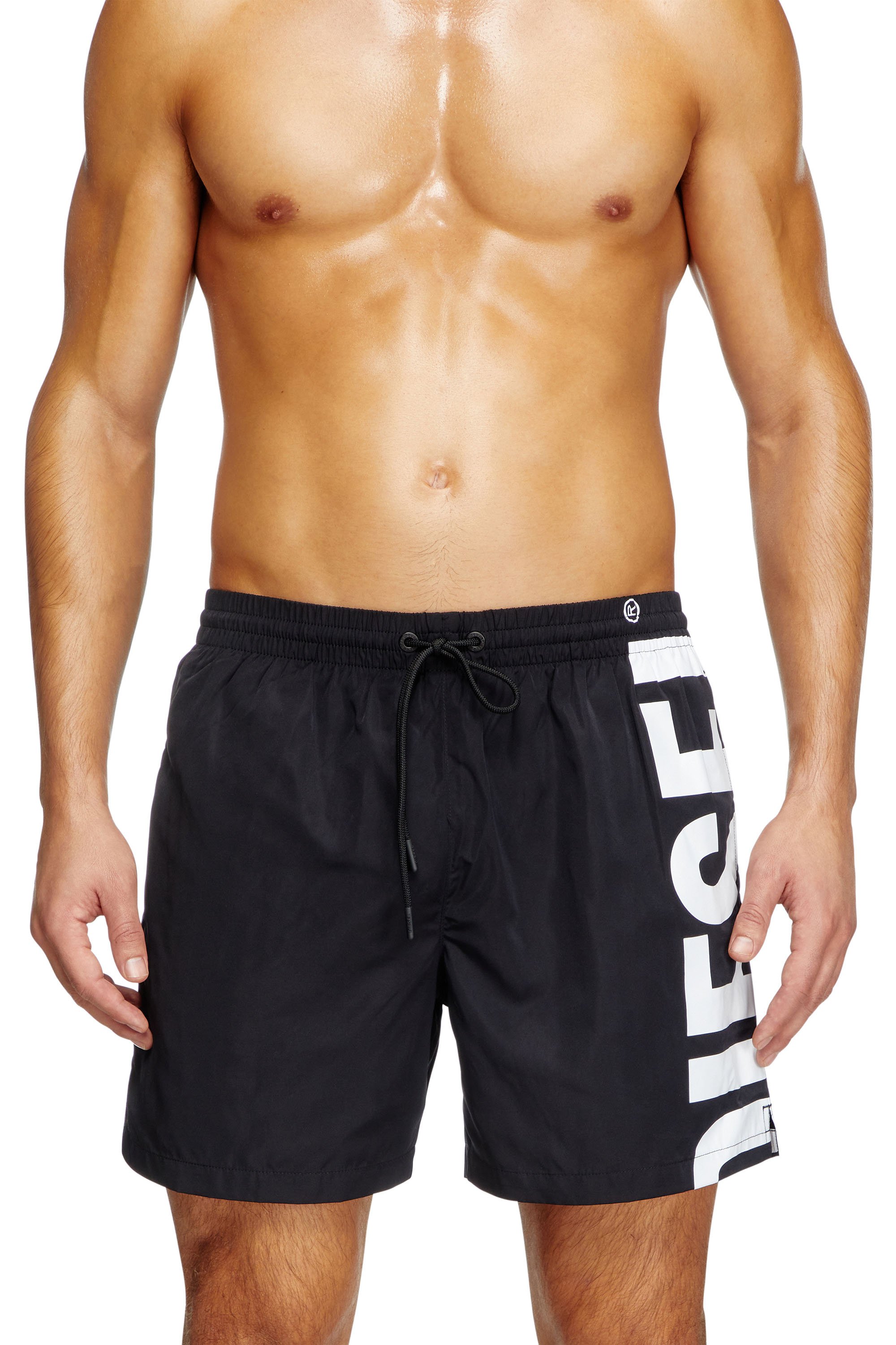 Diesel - RIO-41-D-CORE, Herren Mittellange Bade-Shorts mit Maxi-Logo in Schwarz/Weiss - 2