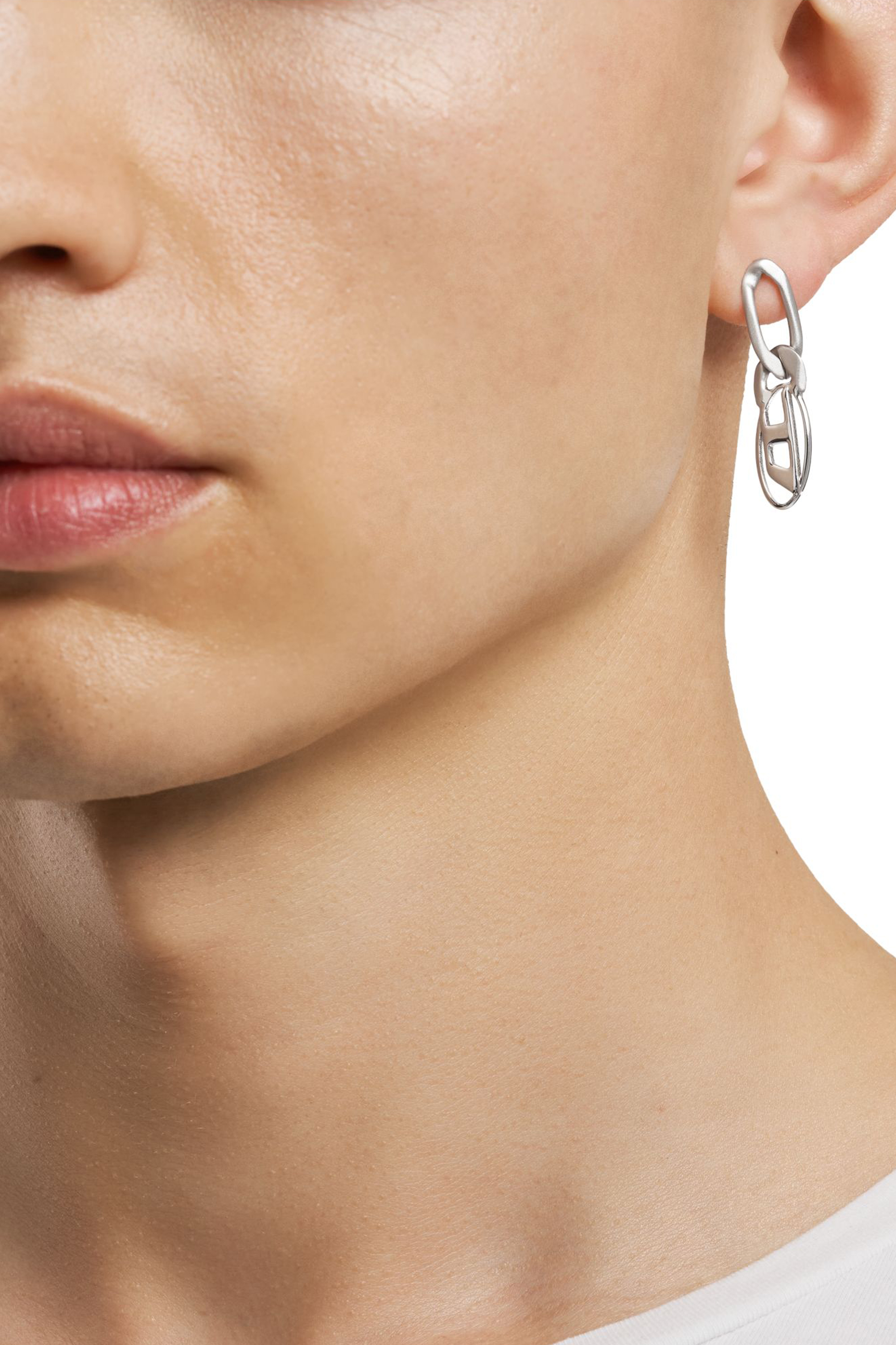 Diesel - DX1598040, Unisex Hängender Ohrring aus Edelstahl und Messing in Silber - 3