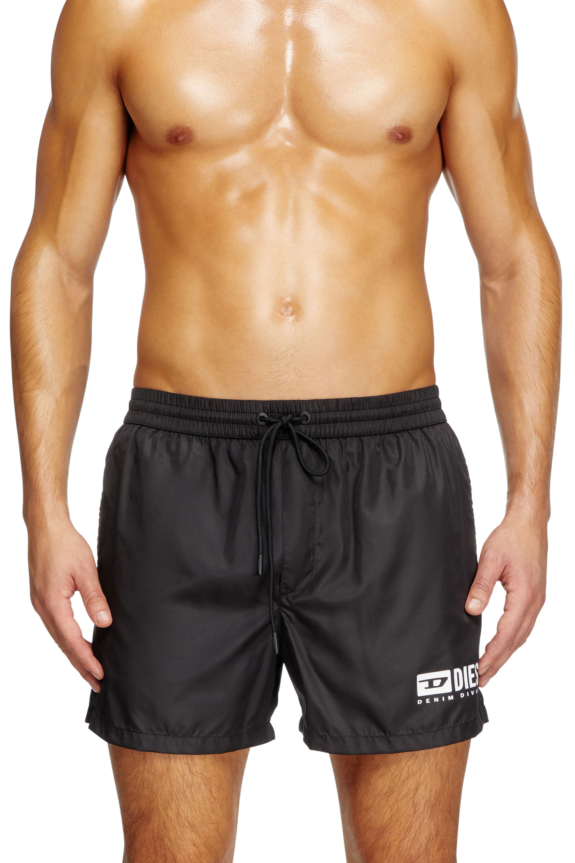 Diesel - KEN-37-D-BOX, Herren Mittellange Badeshorts mit Logo-Print in Schwarz - 1