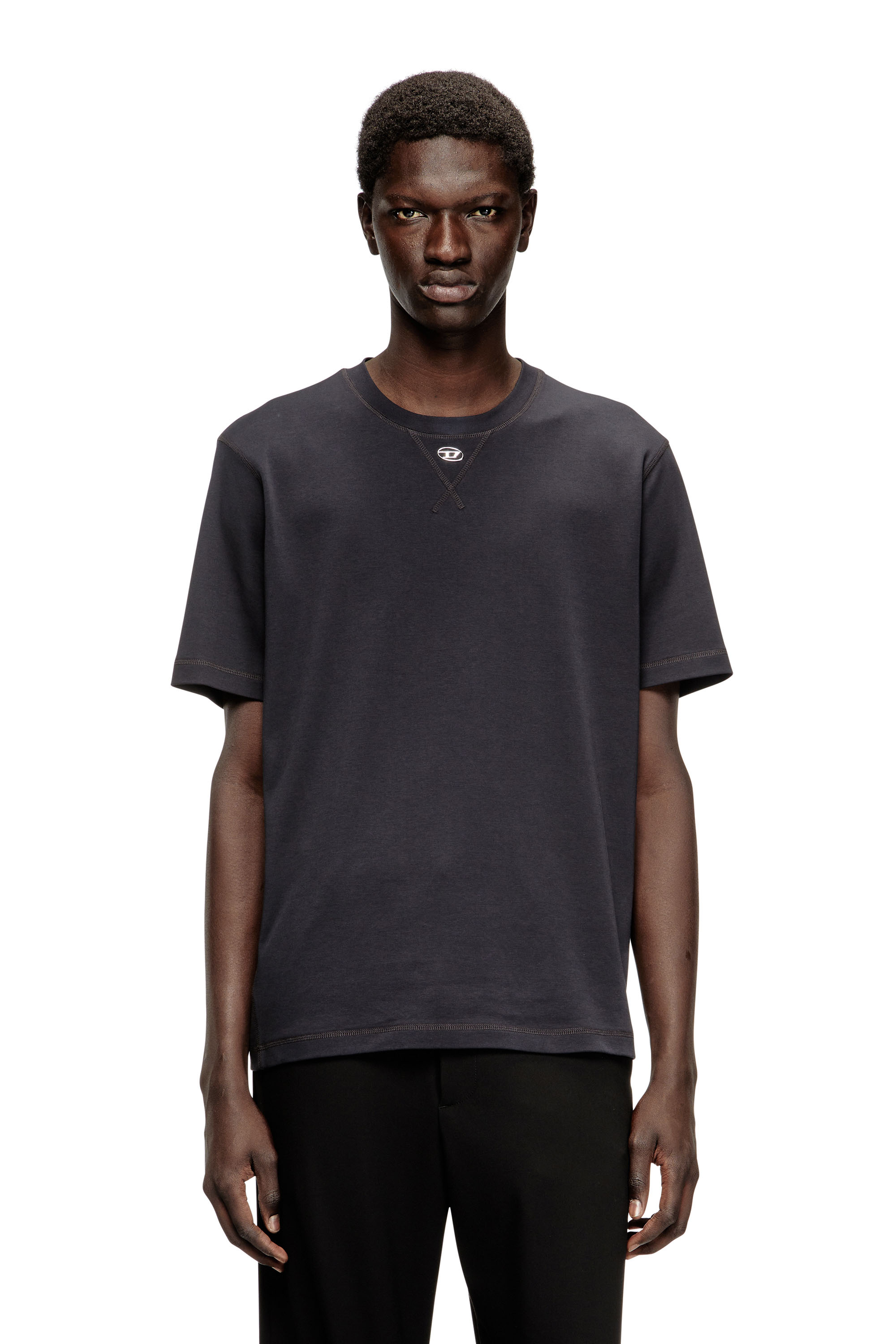 Diesel - T-MADJUST-TR, Herren Regular T-shirt with crew neck and Oval D in Dunkelgrau - 1