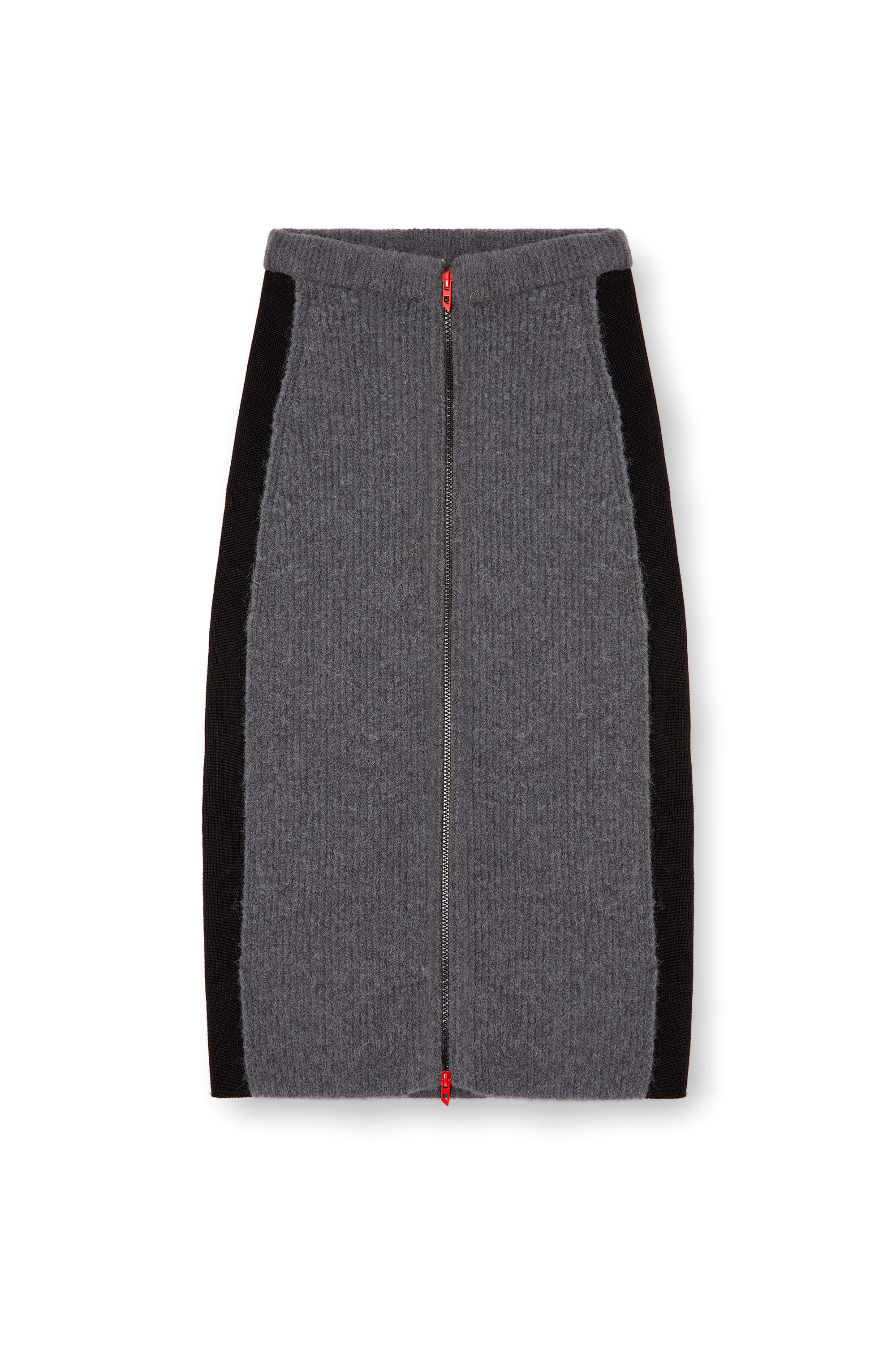 Diesel - M-LOUSI, Damen Midi-Rock aus Alpaka mit Reißverschluss vorne in Grau - 2