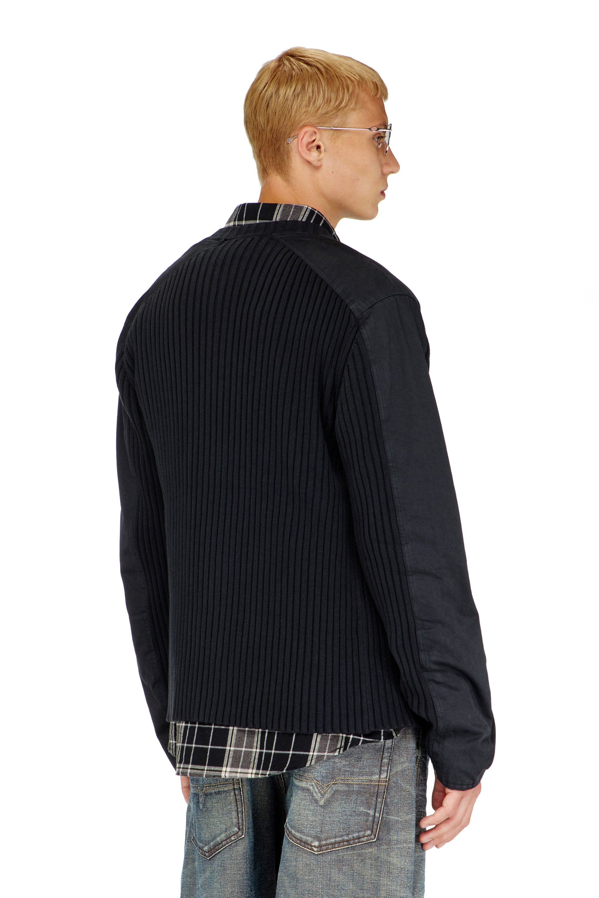 Diesel - K-MATTY, Herren Rei&szlig;verschluss-Cardigan mit Utility-Eins&auml;tzen in Schwarz - 4