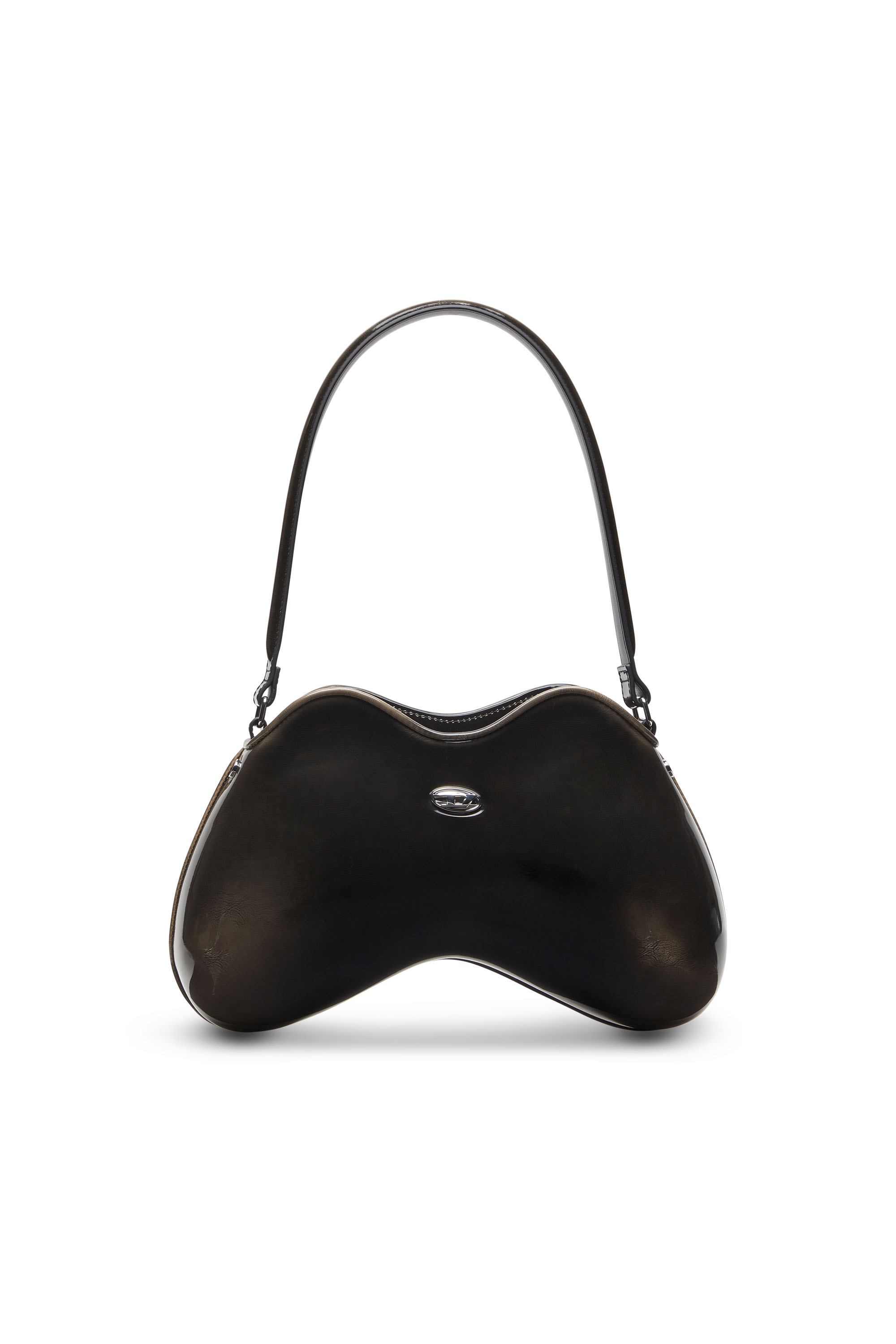 Diesel - DOUBLE-D SHOULDER, Damen Double-D-Feste Schultertasche mit aus glänzendem Dégradé-PU in Schwarz/Bronze - 1