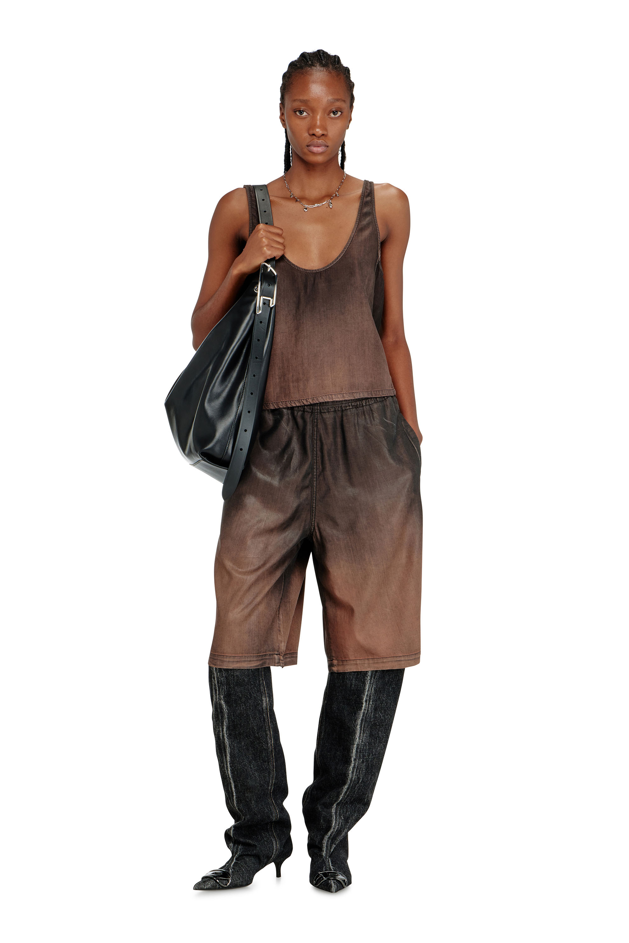 Diesel - DE-NORIAN-S, Damen Tanktop aus flie&szlig;endem, beschichtetem Denim in null - 2