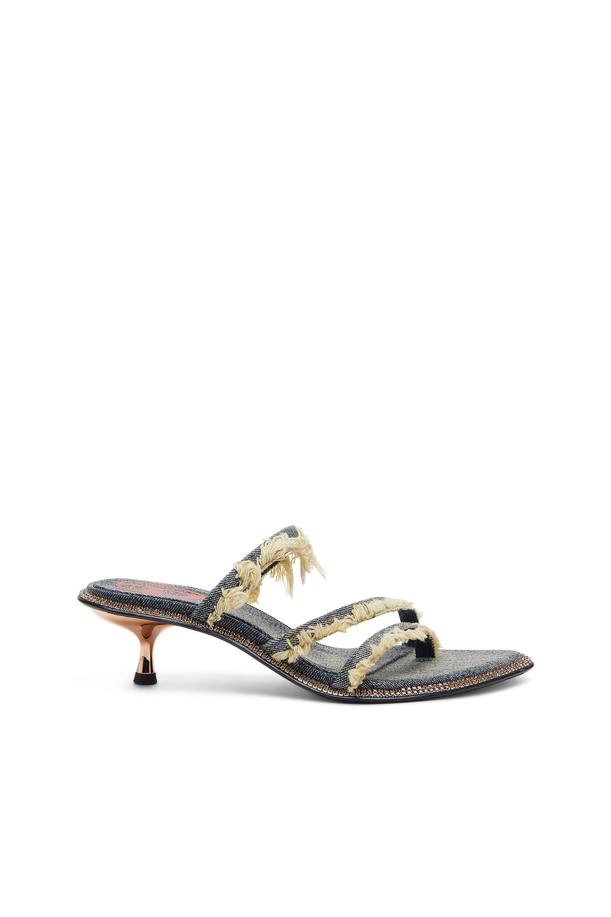 Diesel - D-HAVANNA KITTIE, Damen D-Havanna Kittie-Ausgefranste Pantoletten aus Denim mit Kristallen in Blau - 1