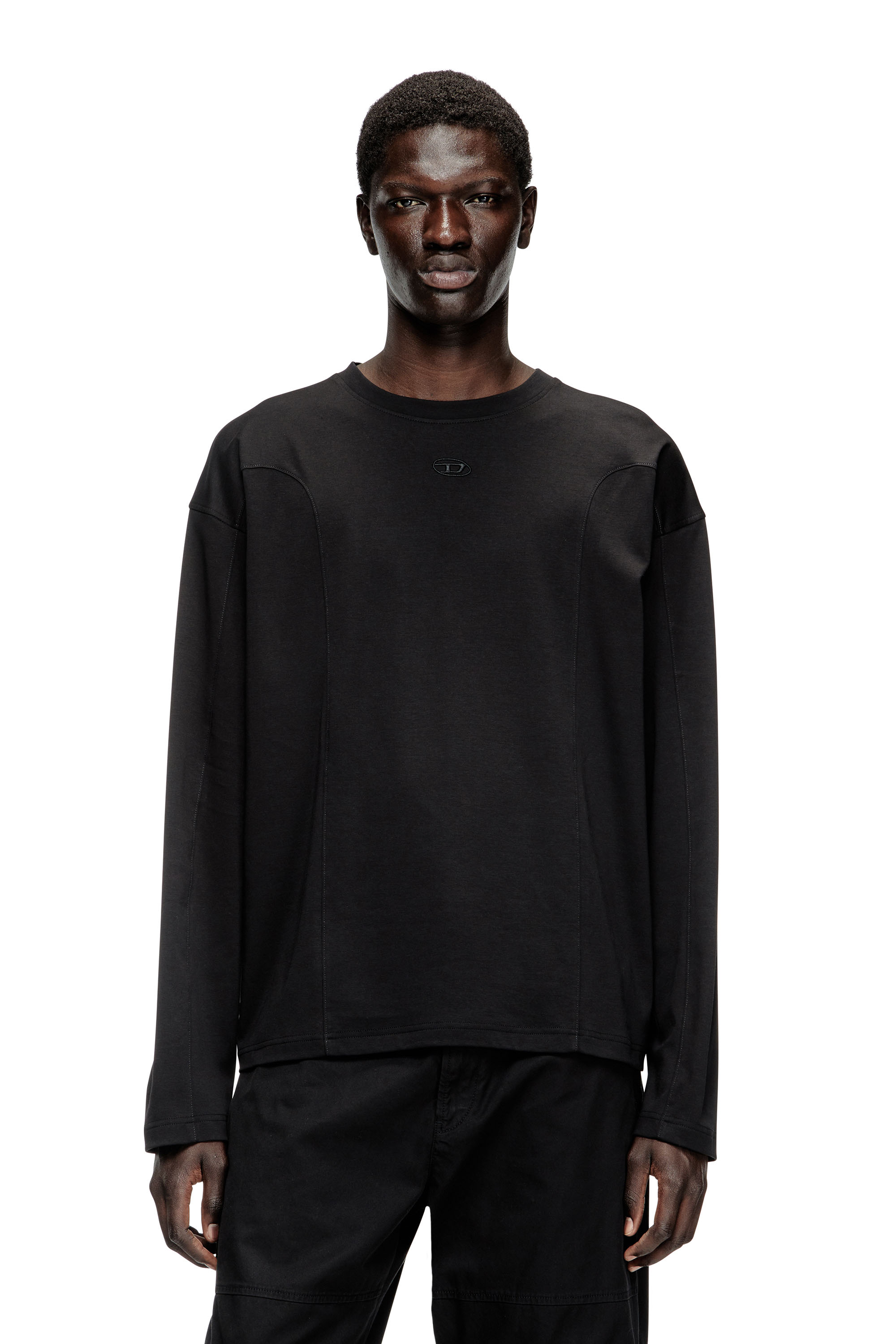 Diesel - T-BOXT-LS-INT, Herren Langarm-T-Shirt mit Einsätzen in Schwarz - 1