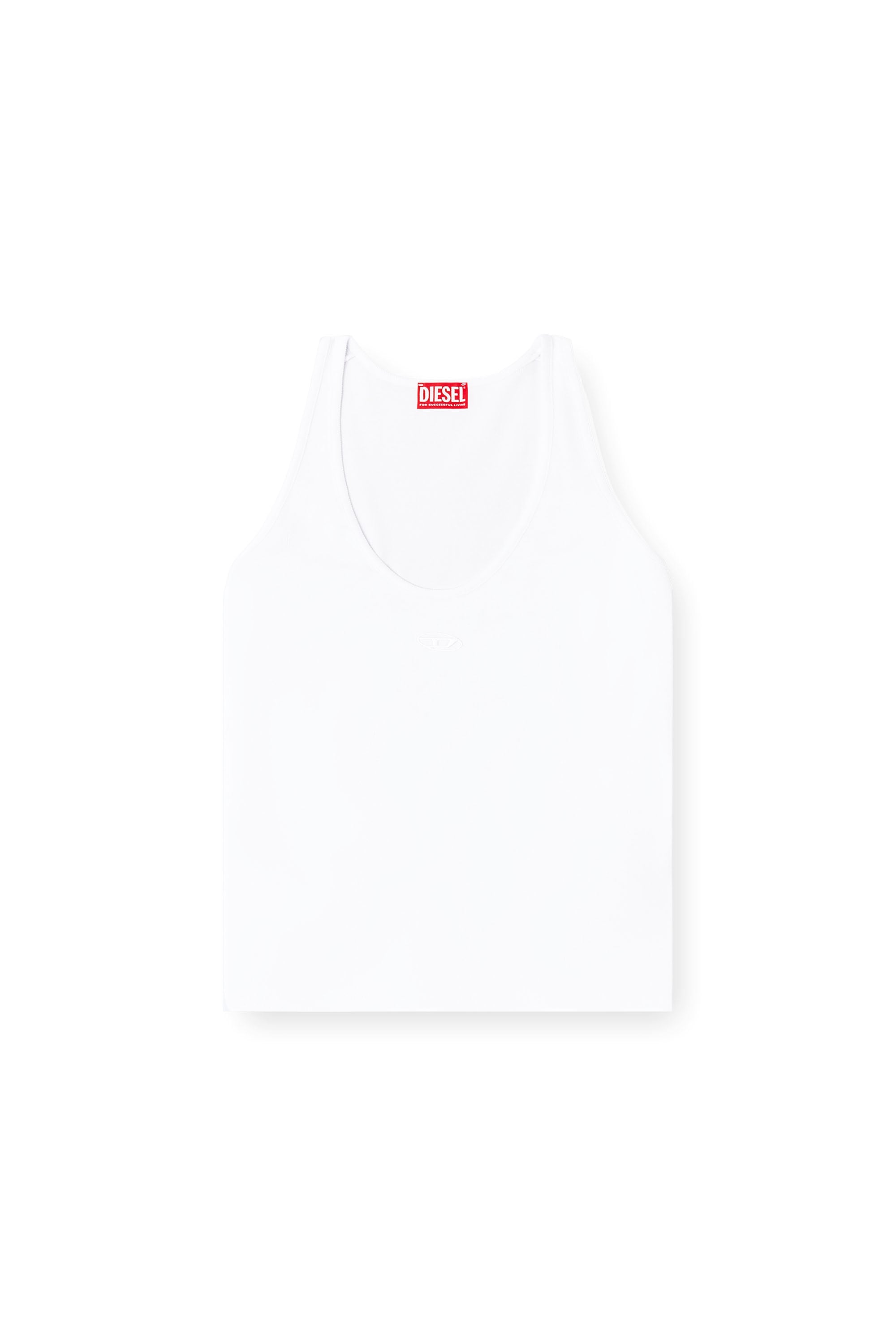 Diesel - T-IPSYA-LKDS, Damen Geripptes Tanktop mit Oval D in Wei&szlig; - 4
