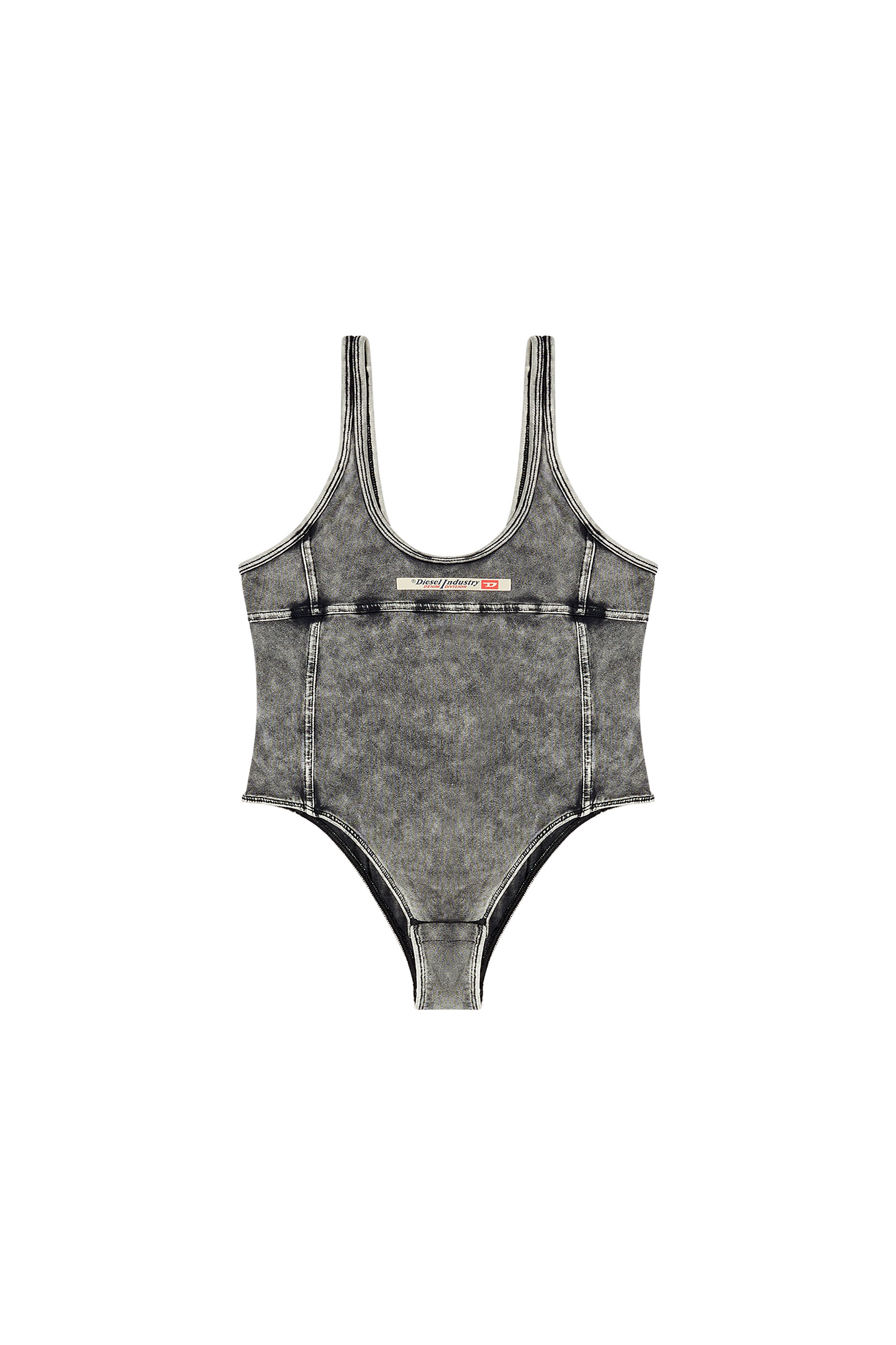 Diesel - PHOEBE-DNM, Damen Body aus Denim-Effekt-Jersey in Dunkelgrau - 4