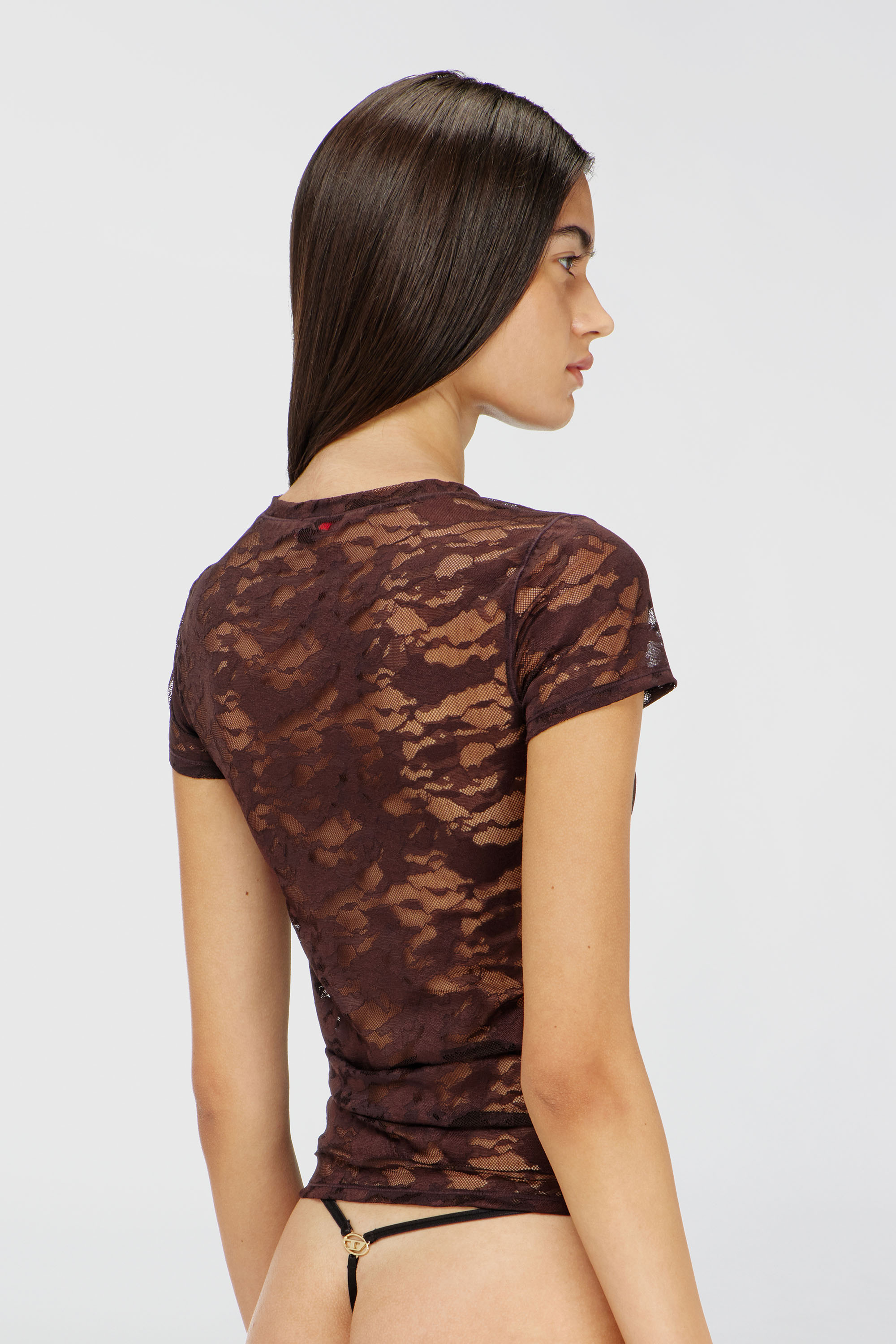 Diesel - KASIA-UTLT, Damen T-Shirt mit Camouflage-Spitze in null - 3