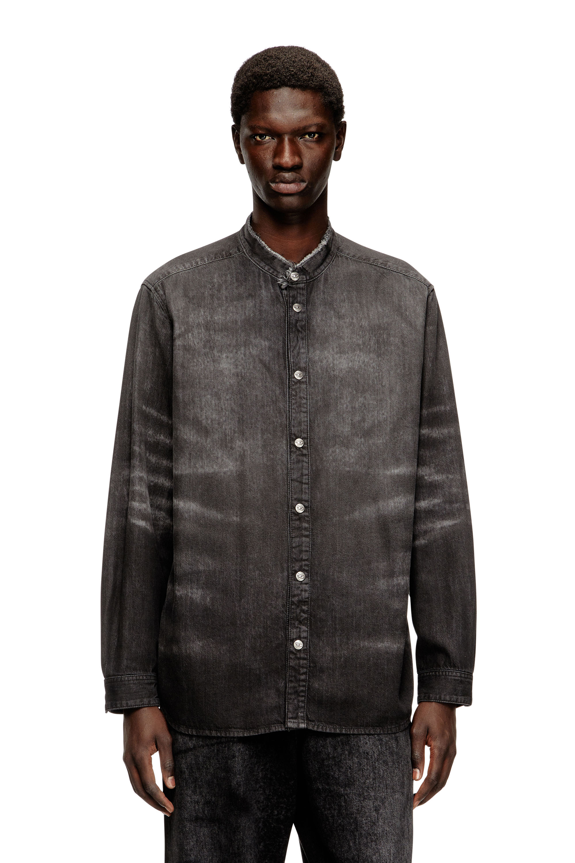 Diesel - D-SIMPLY-FSH, Herren Hemd aus vielgetragenem Wabenmuster-Denim in Grau - 1