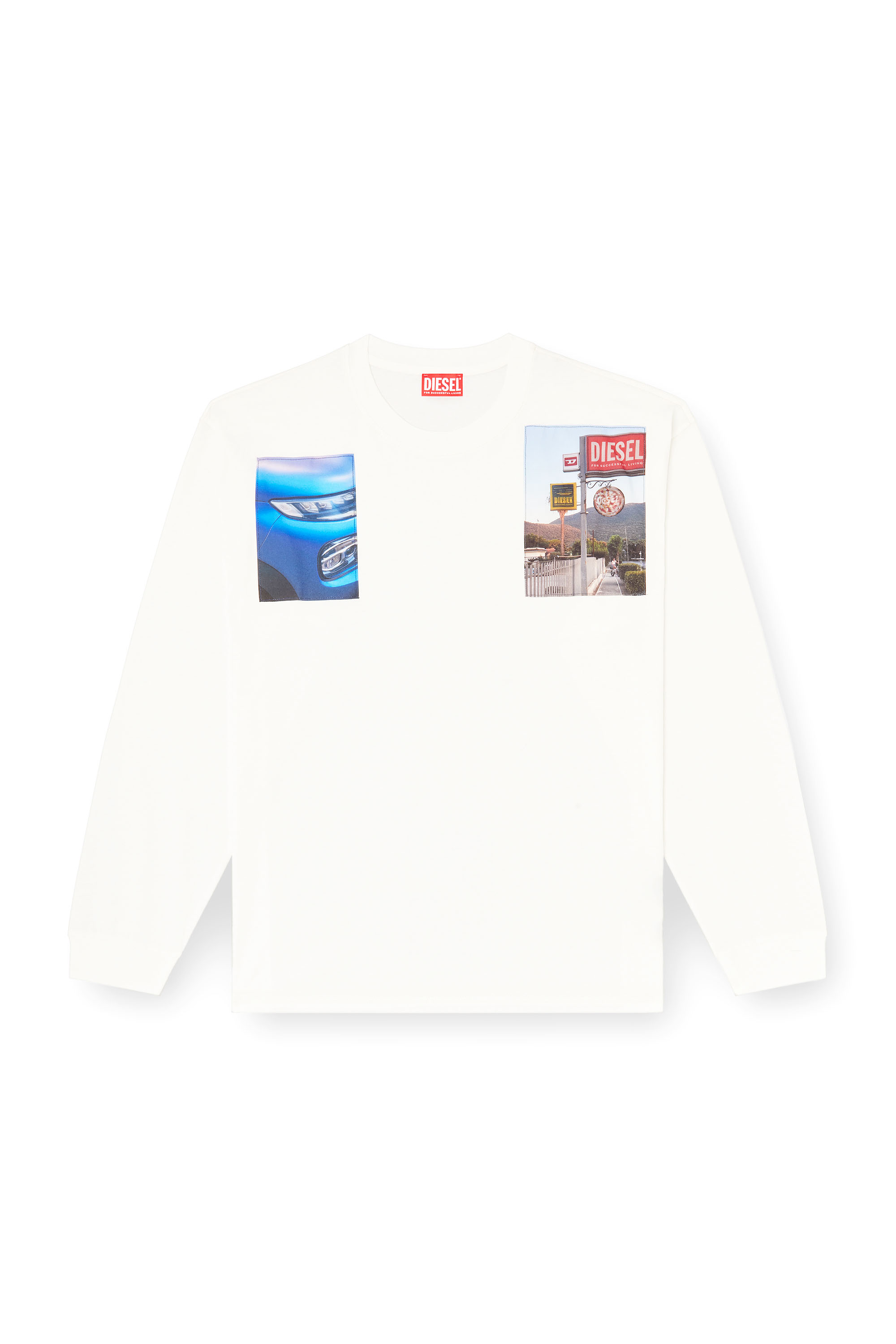 Diesel - T-BOXT-LS-T5, Herren Langarm-T-Shirt mit Logo-Foto-Patches in Weiß - 4