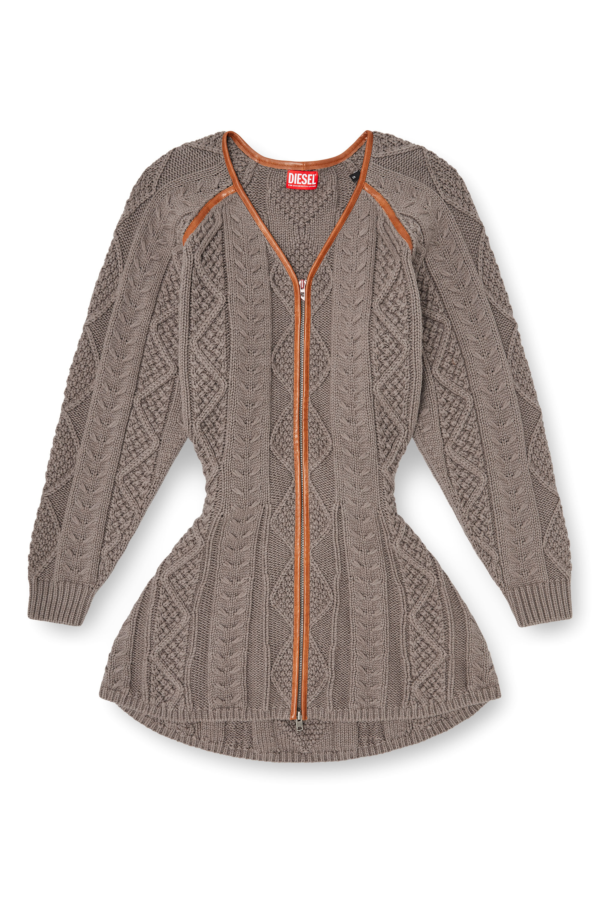 Diesel - M-INTESSE, Damen Mini-Strickkleid im Zopfmuster in Grau - 1