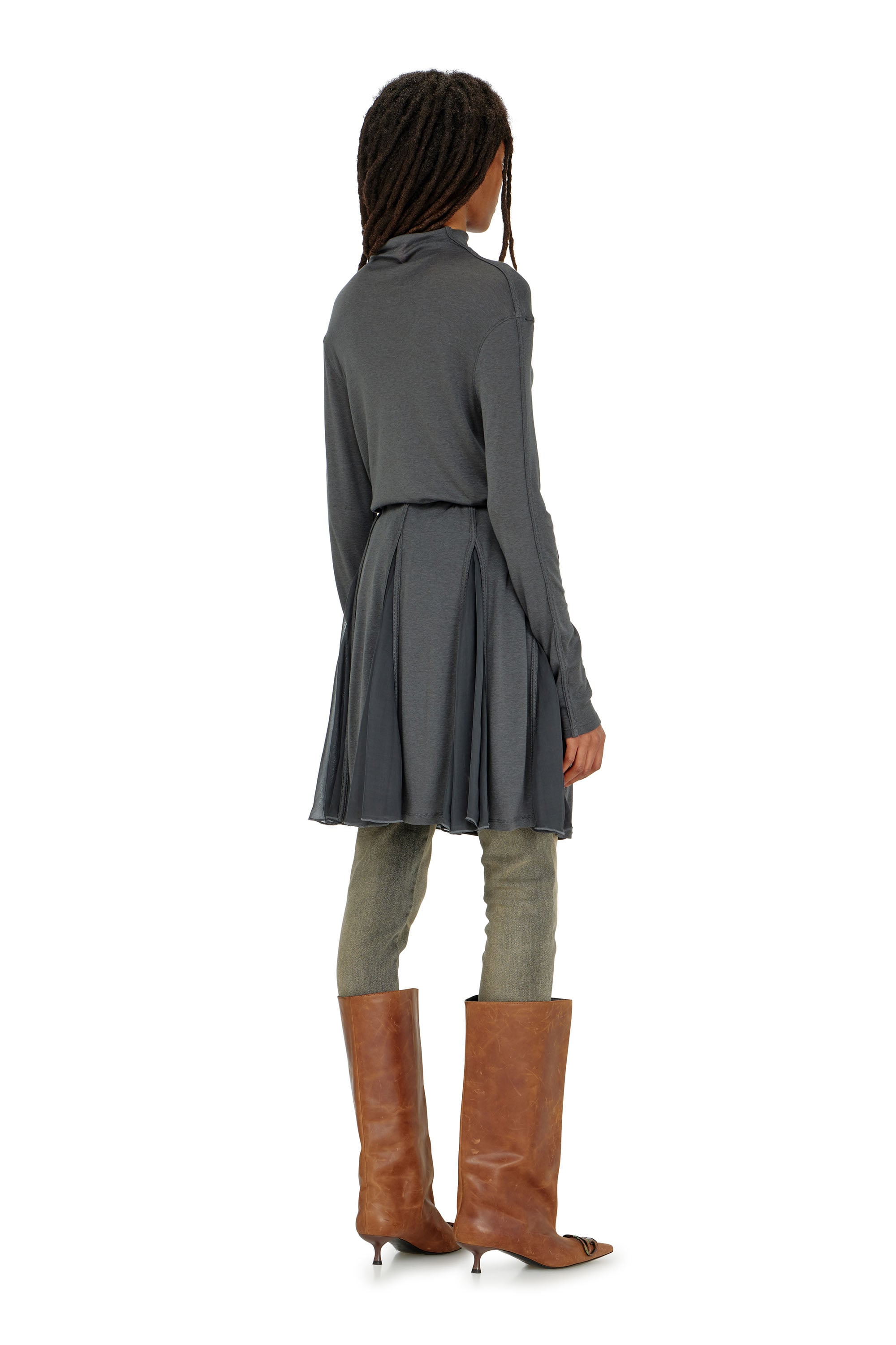 Diesel - D-REI, Damen Rollkragen-Minikleid aus Jersey und Chiffon in null - 4