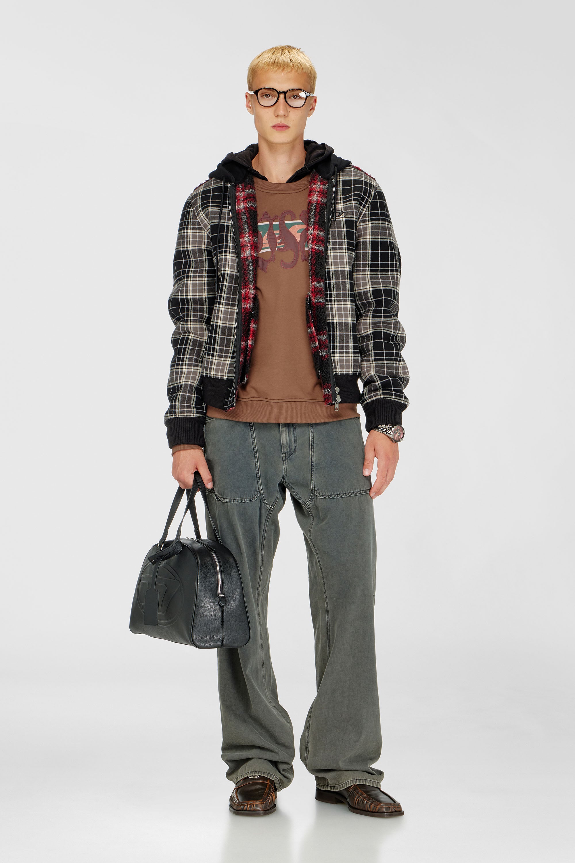 Diesel - S-NORM-AA6, Herren Sweatshirt mit grafischen Prints und patches in Braun - 2
