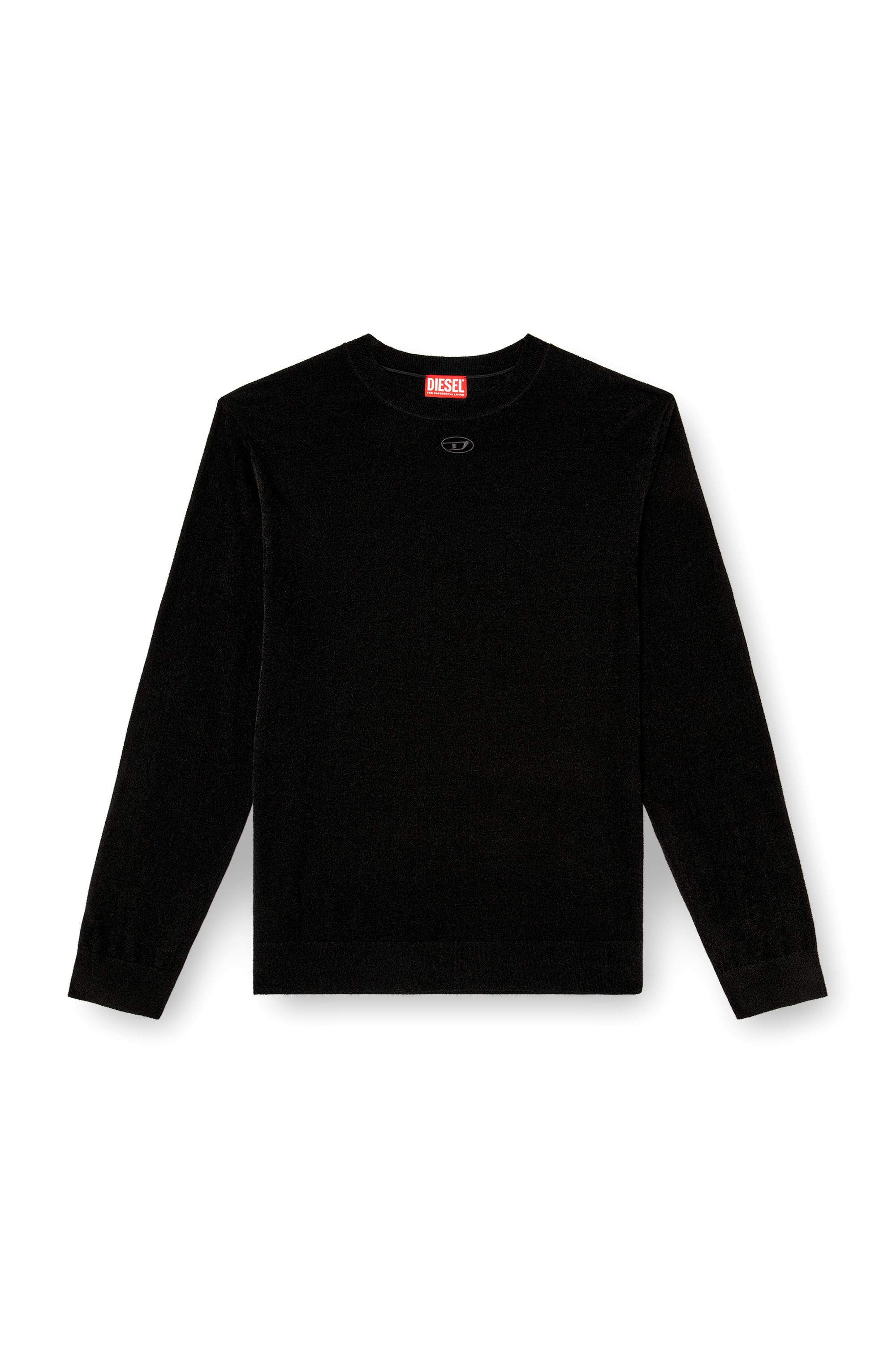 Diesel - K-CEVRO, Herren Pullover aus Chenille mit Cutout-Logo in Schwarz - 3