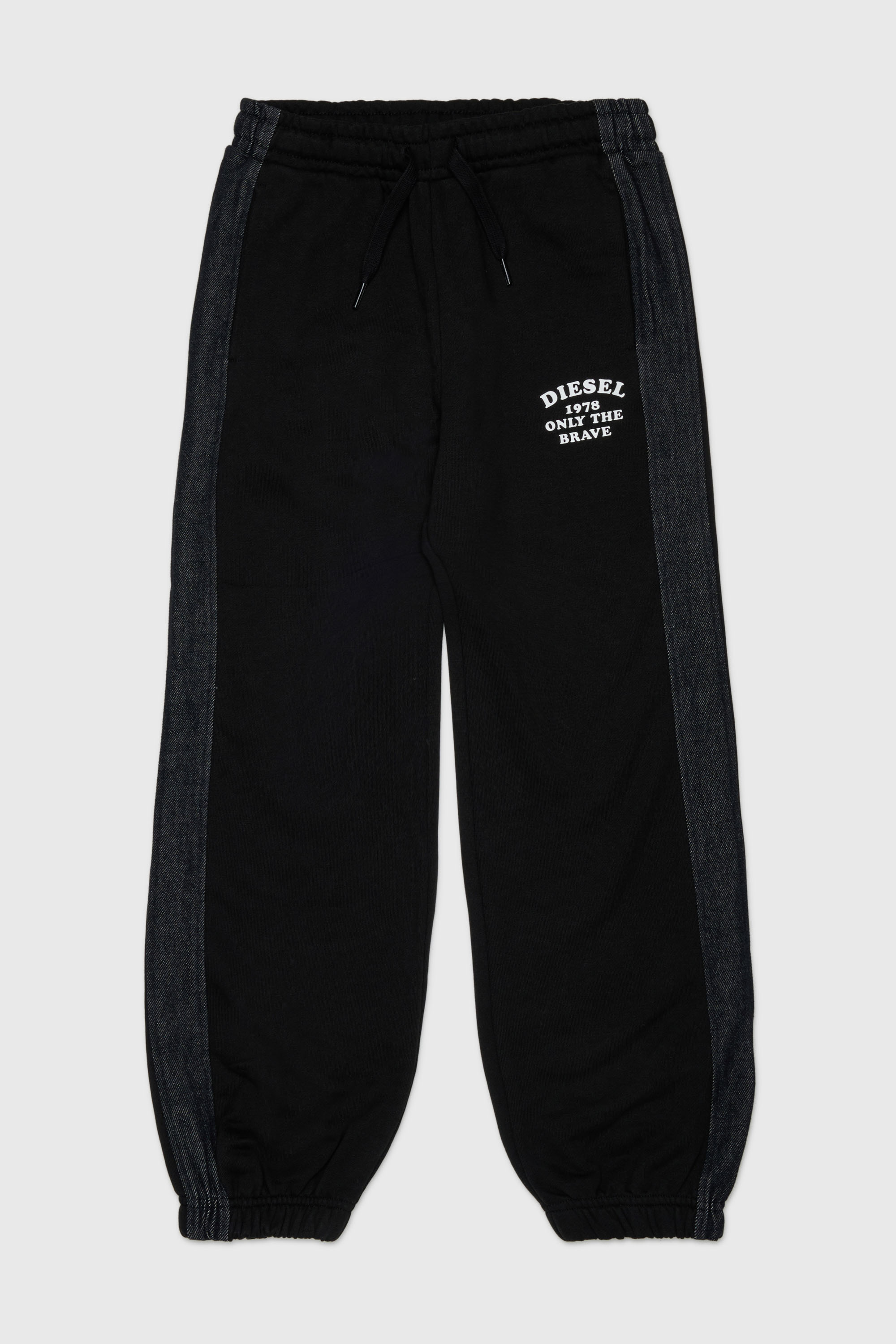 Diesel - PTEAN, Herren Sweatpants mit Denim-Seitenstreifen in Schwarz - 1
