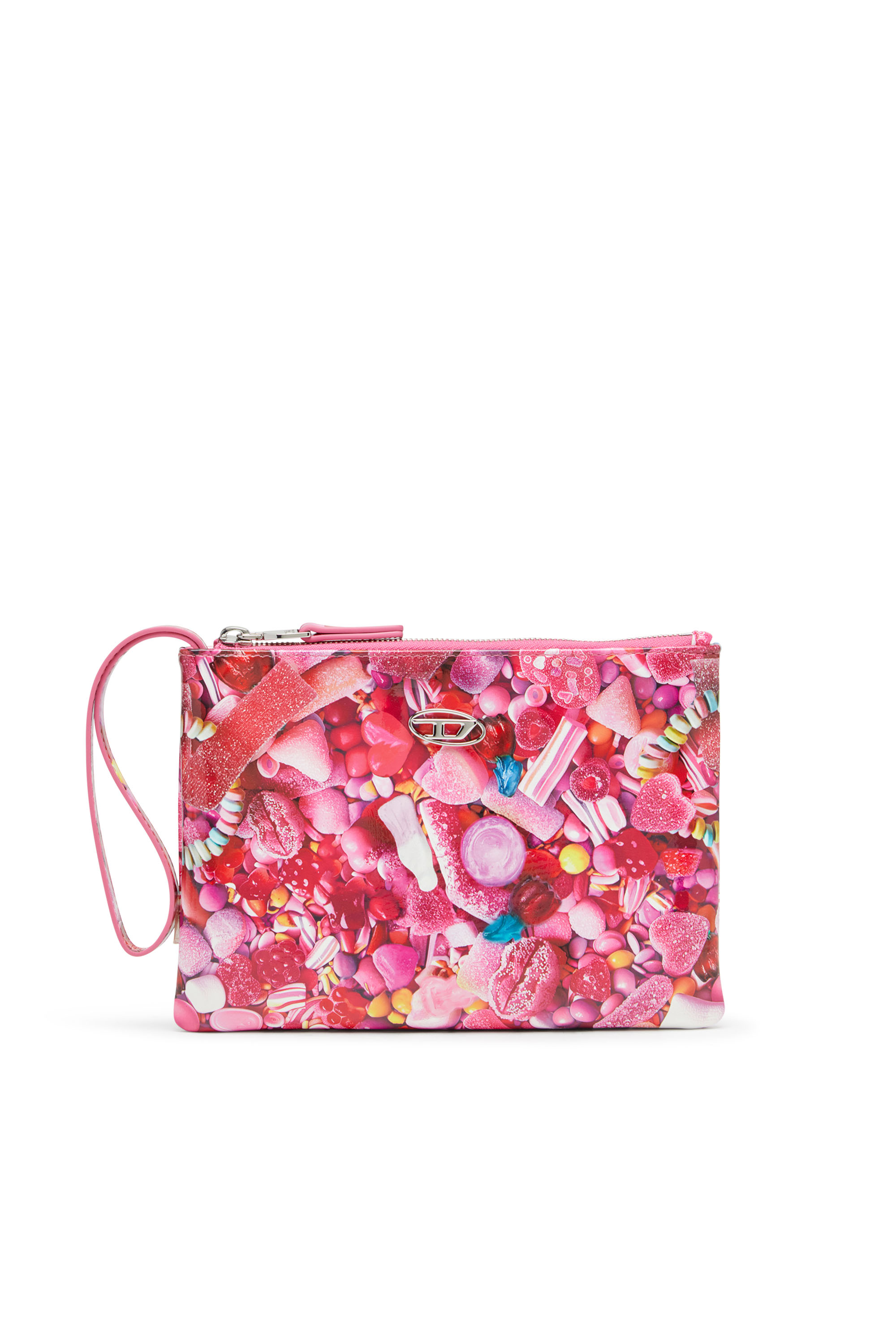 Diesel - PLAY POUCH II, Damen Pouch aus bedrucktem glänzendem PU in Rosa - 1