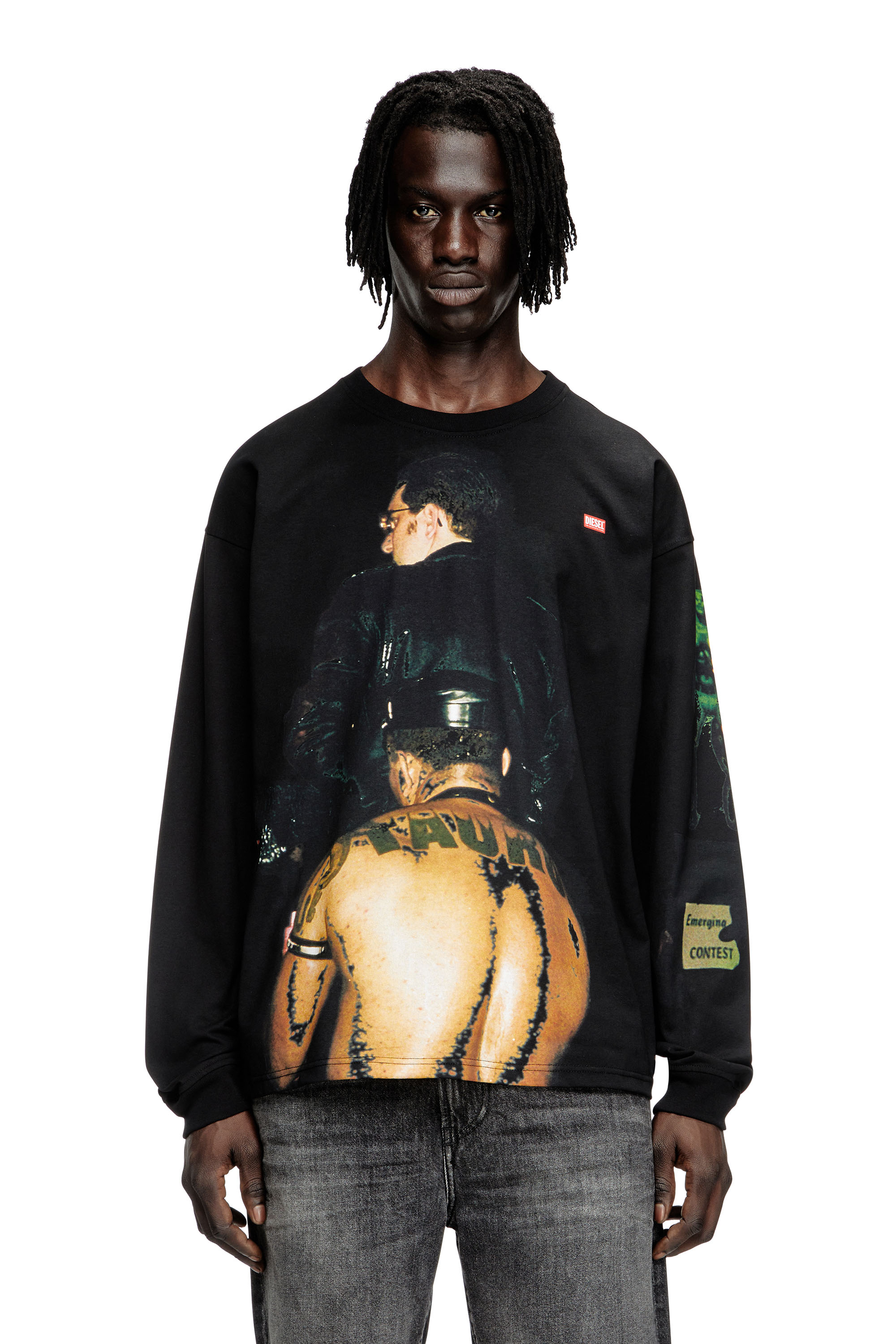 Diesel - PR-T-BOXT-LS-TOM25-1, Unisex Langarm-T-Shirt mit Grafik-Print in Schwarz - 2