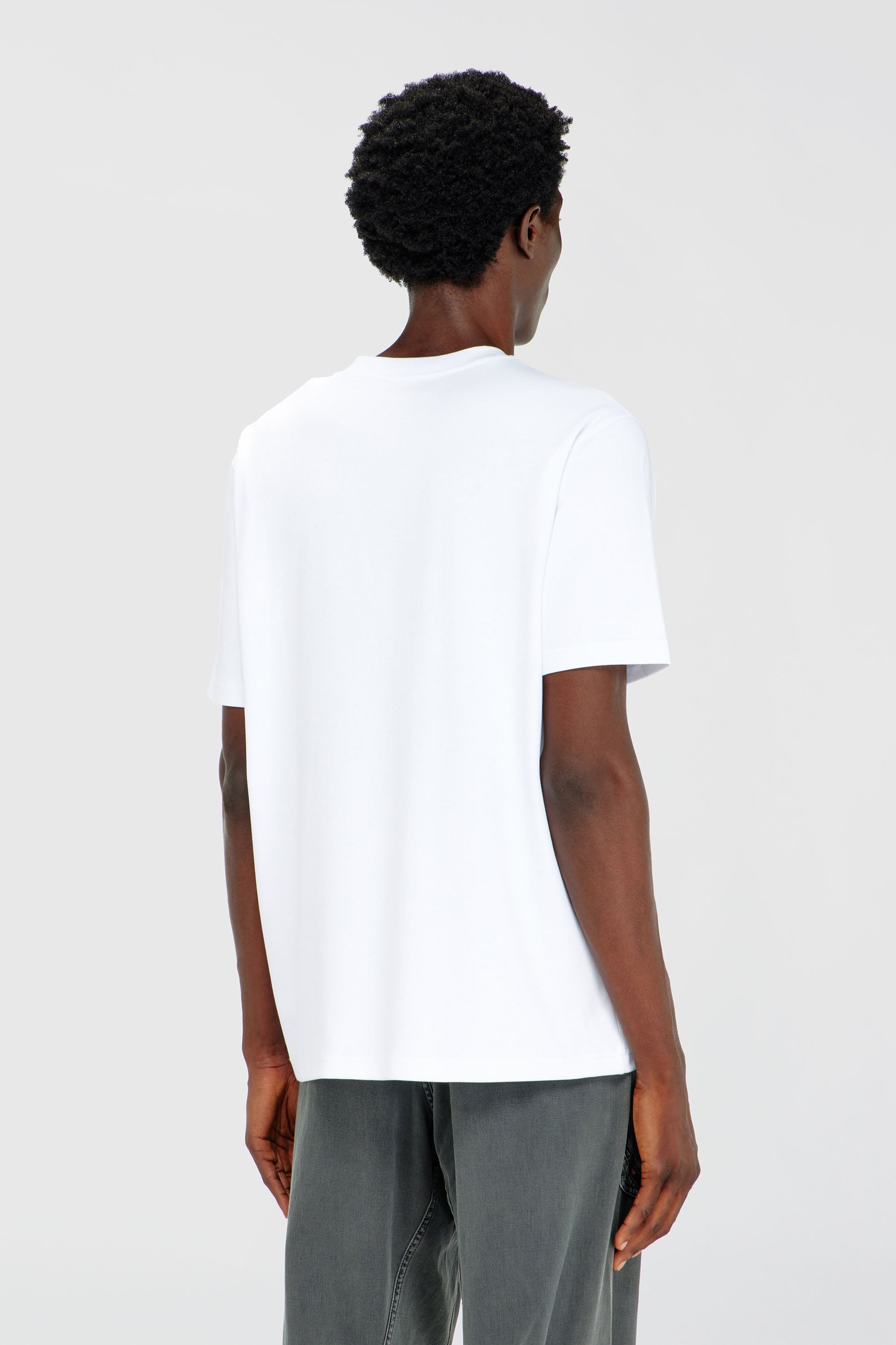 Diesel - T-ADJUST-AA2, Herren T-Shirt aus Baumwoll-Interlock mit Logo-Stickerei in Wei&szlig; - 4