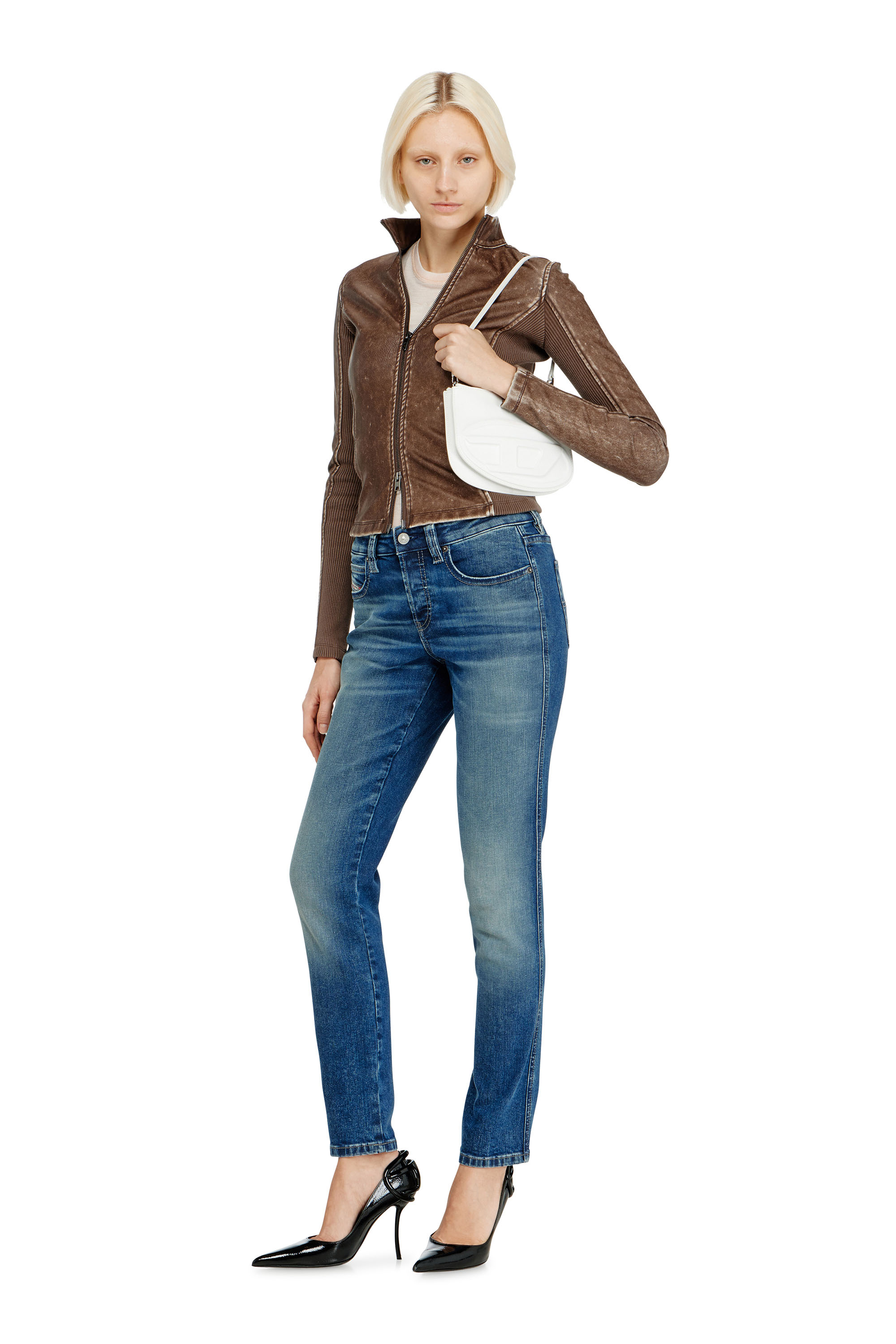 Diesel - 1DR TWIN, Damen 1DR Twin-Schultertasche mit Doppelbeutel aus bedrucktem Leder in Wei&szlig; - 1