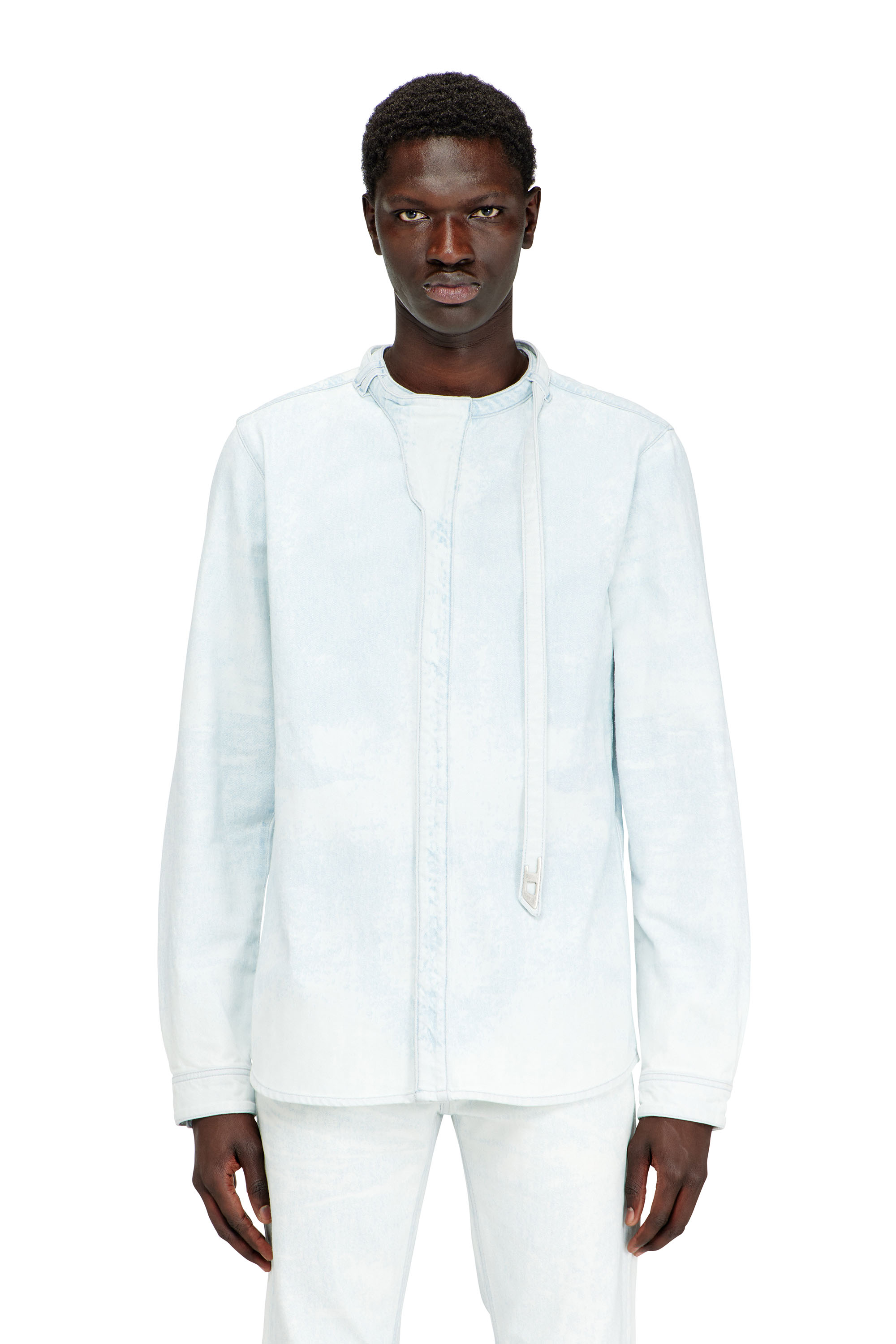 Diesel - D-TYLLAR-FSI, Herren Hemd aus eisblauem Satin-Denim in Hellblau - 1