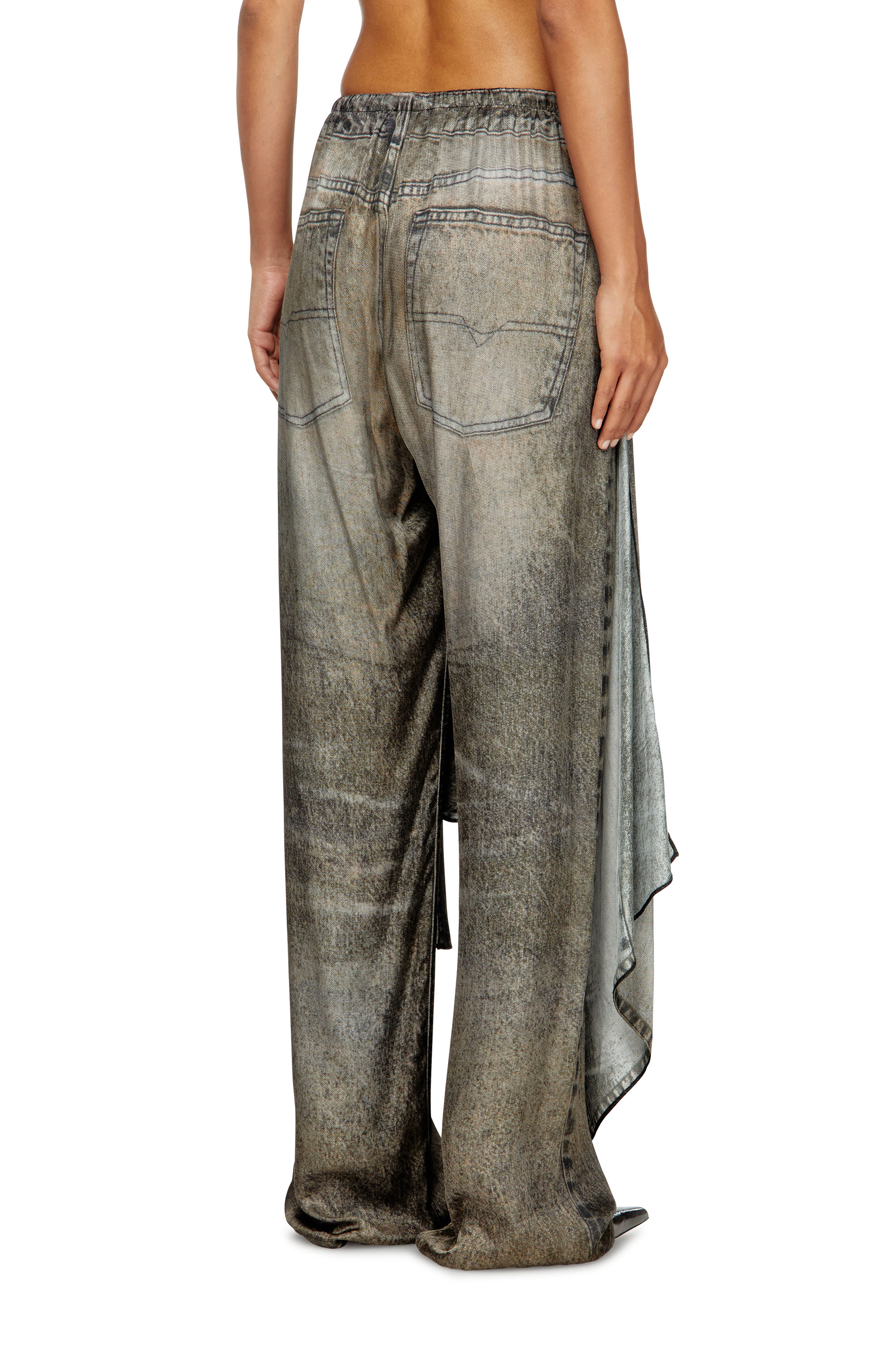 Diesel - P-ALOMA, Damen Wickel-Hose aus Viskose im Denim-Look in Grau - 4