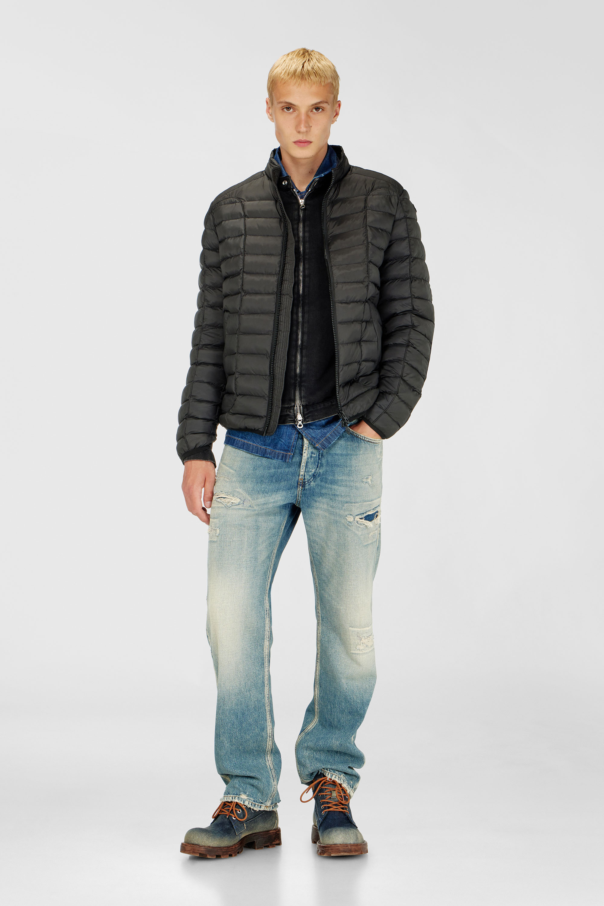 Diesel - W-PILOT, Herren Pufferjacke aus leichtem Nylon in Schwarz - 2