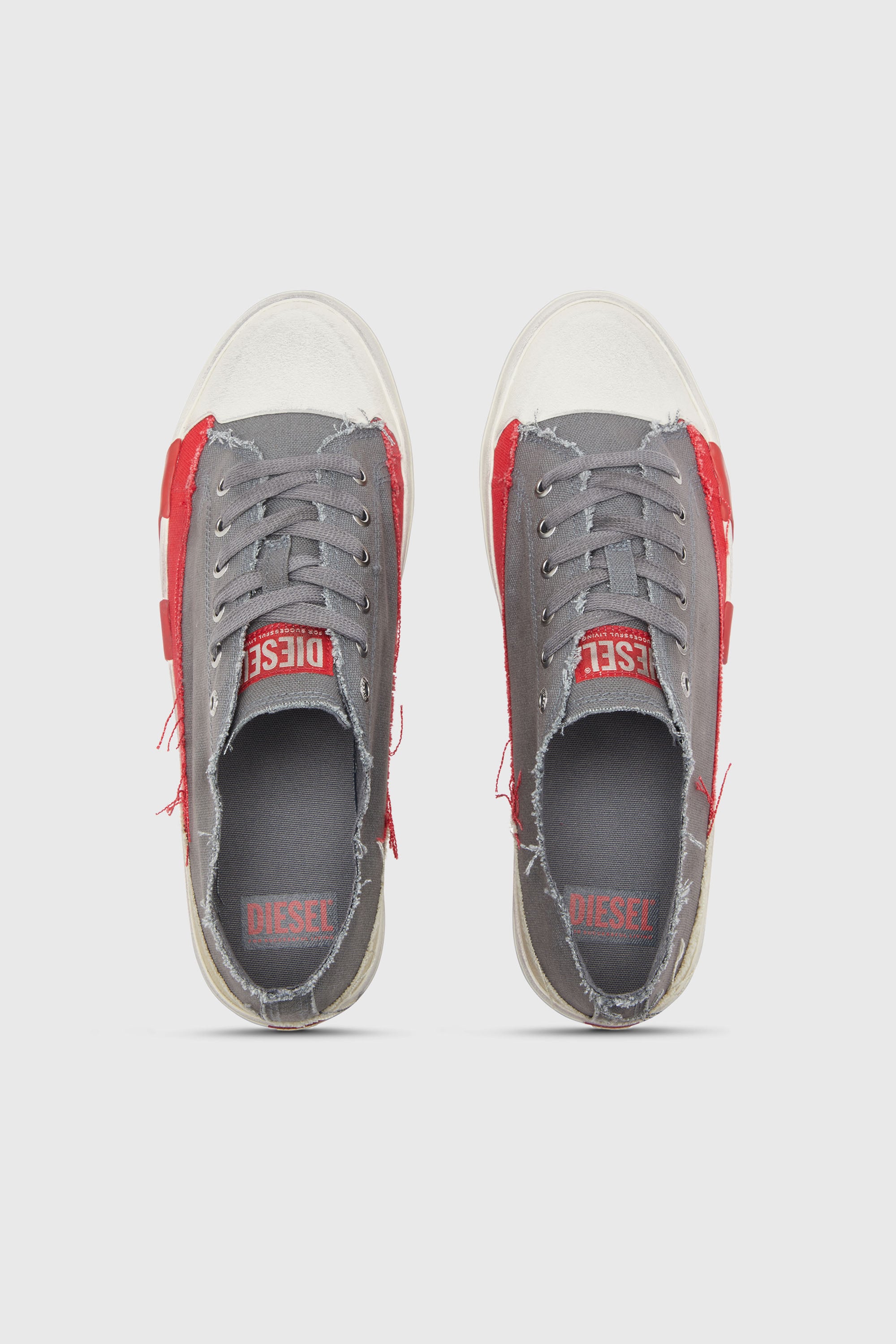 Diesel - S-D-VERSE LOW, Herren S-D-Verse-Canvas-Sneakers mit Schmutz-Effekt in Grau - 4