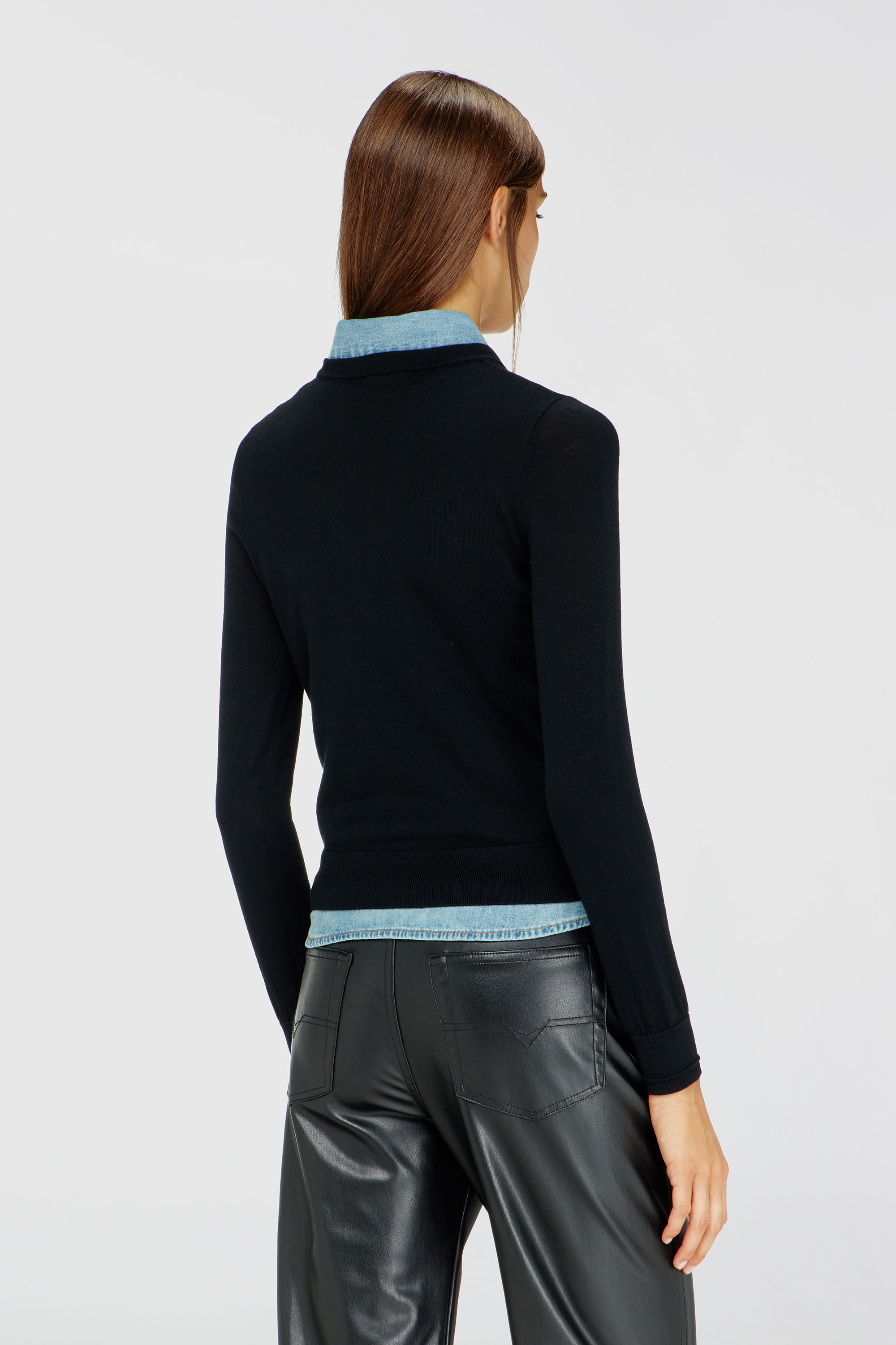 Diesel - M-ALINESA, Damen Pullover aus Wolle mit Cut-out-Logo in Schwarz - 4