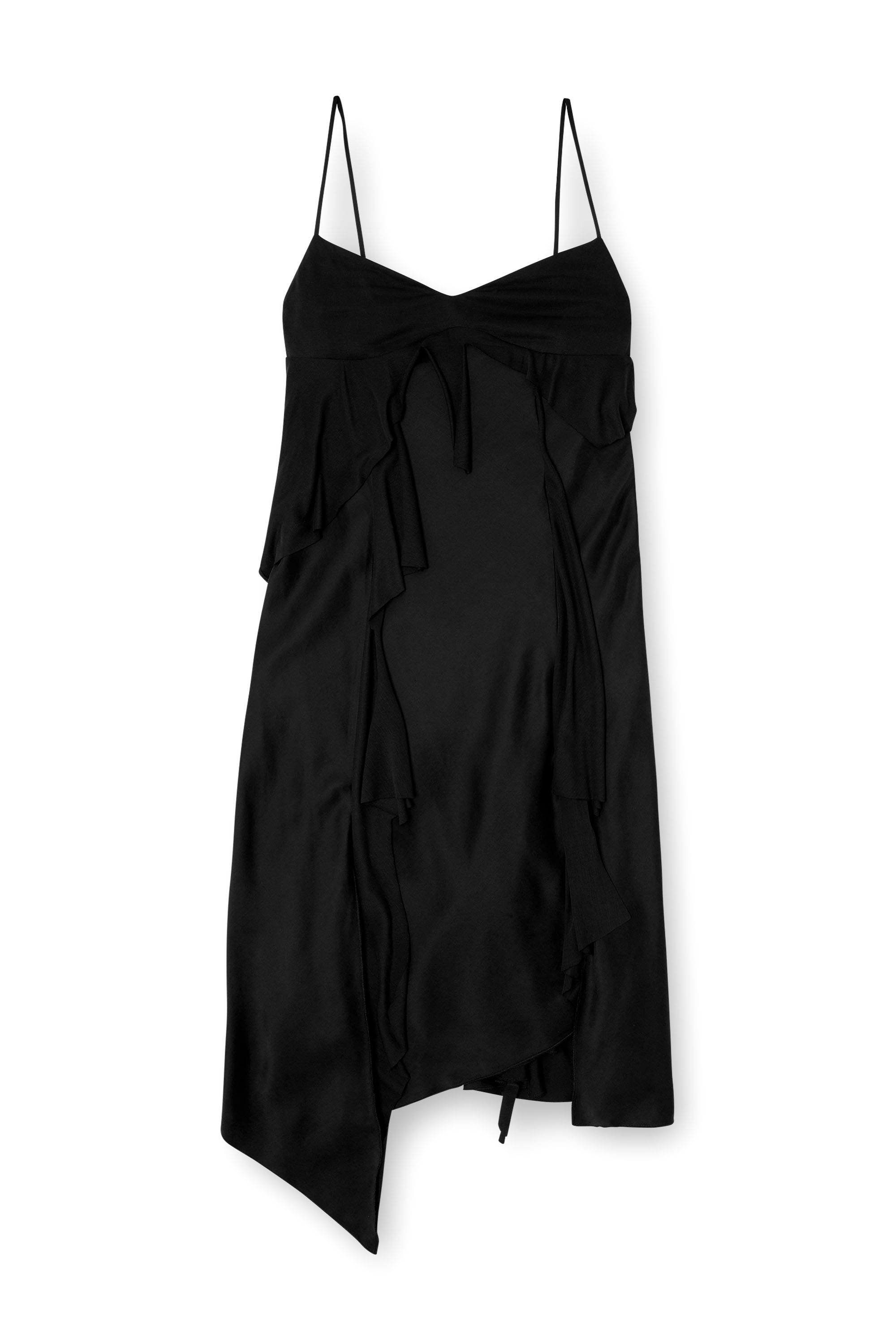 Diesel - D-ANCER, Damen Kleid aus Satin mit rohen Rüschen in Schwarz - 3