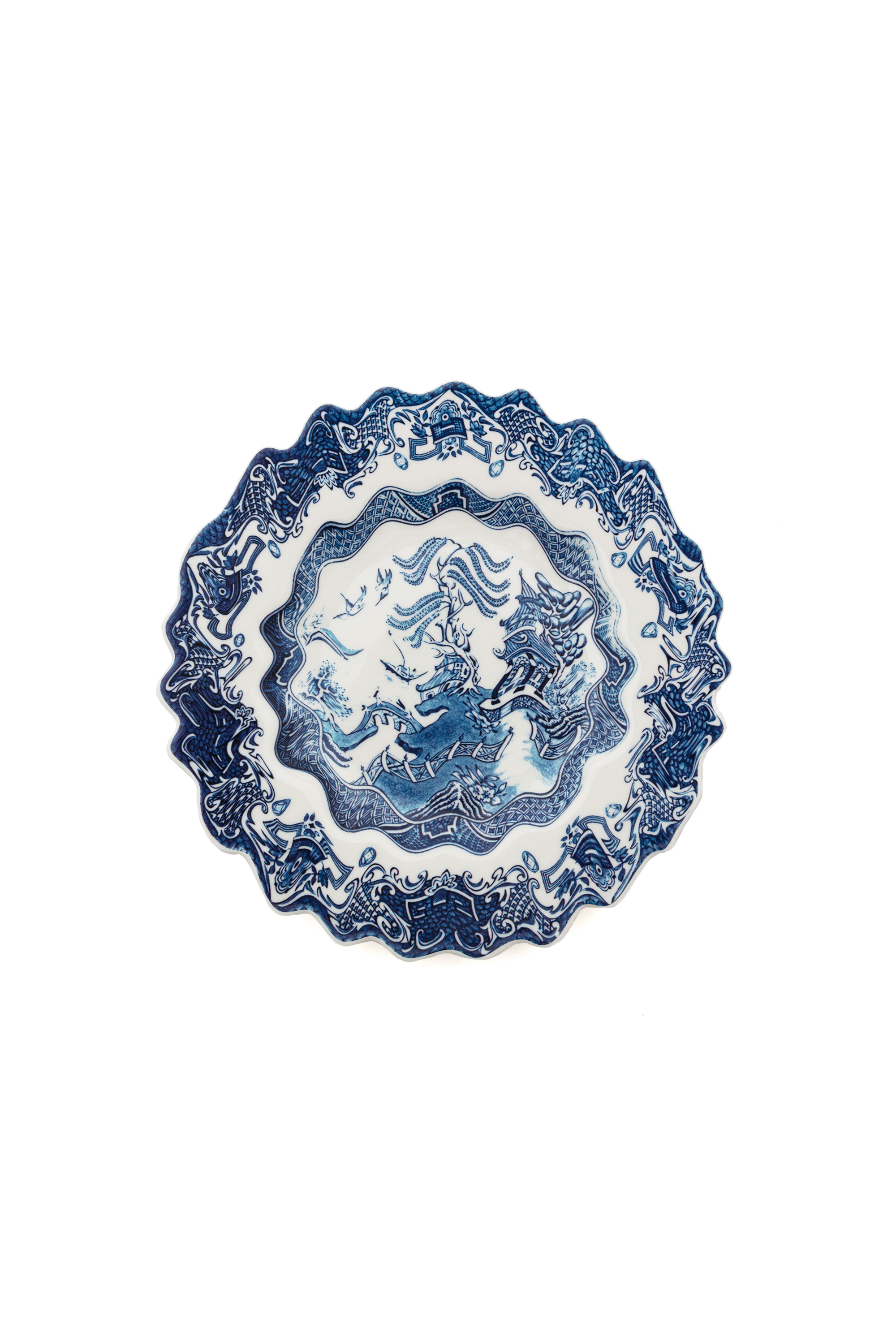 Diesel - 11232 DESSERT PLATE IN PORCELAIN "CLASSI, Unisex Dessertteller aus Porzellan in Weiss/Blau - 1